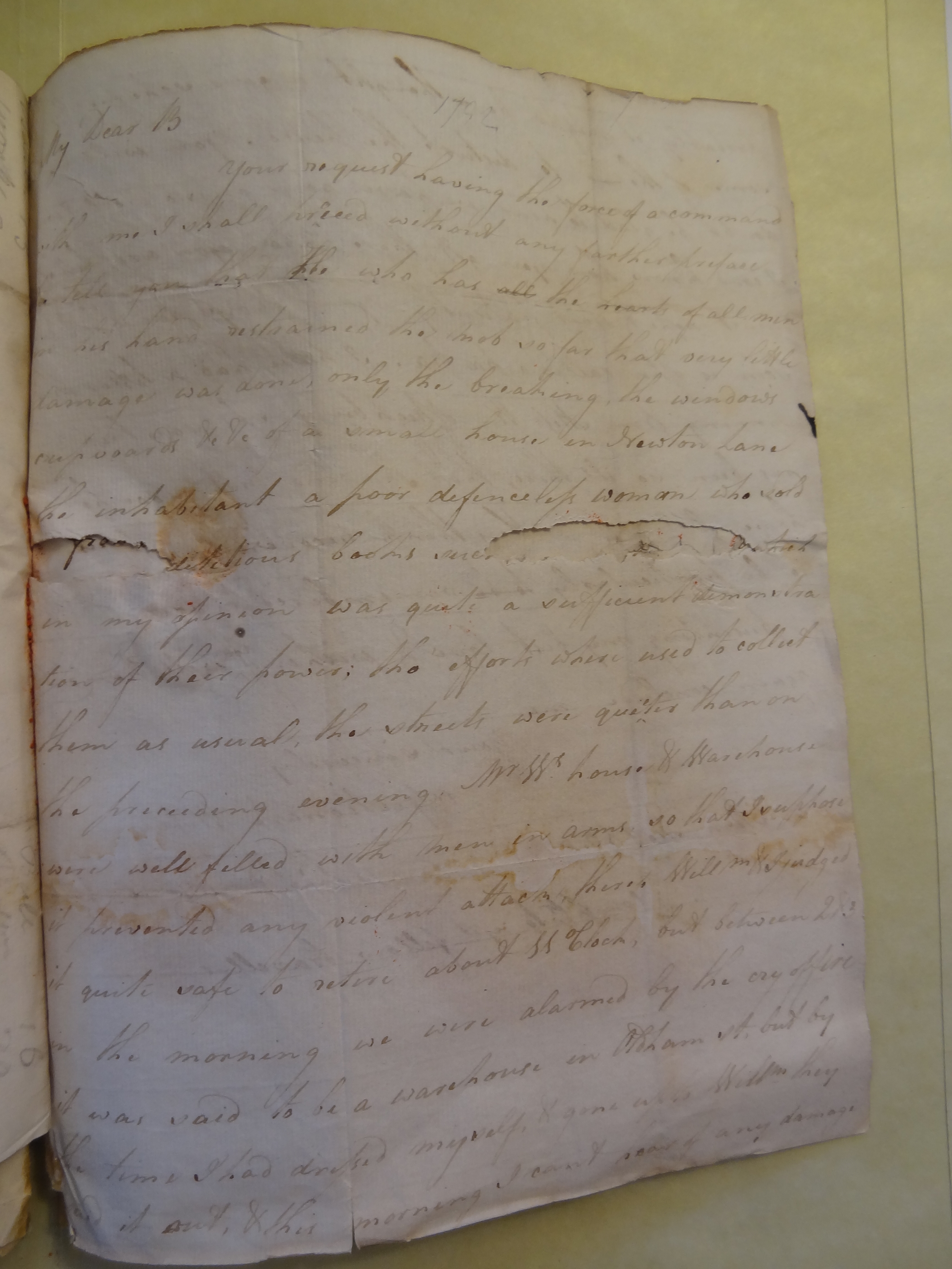 Image #1 of letter: Rebekah Bateman to Thomas Bateman, 13 December 1792