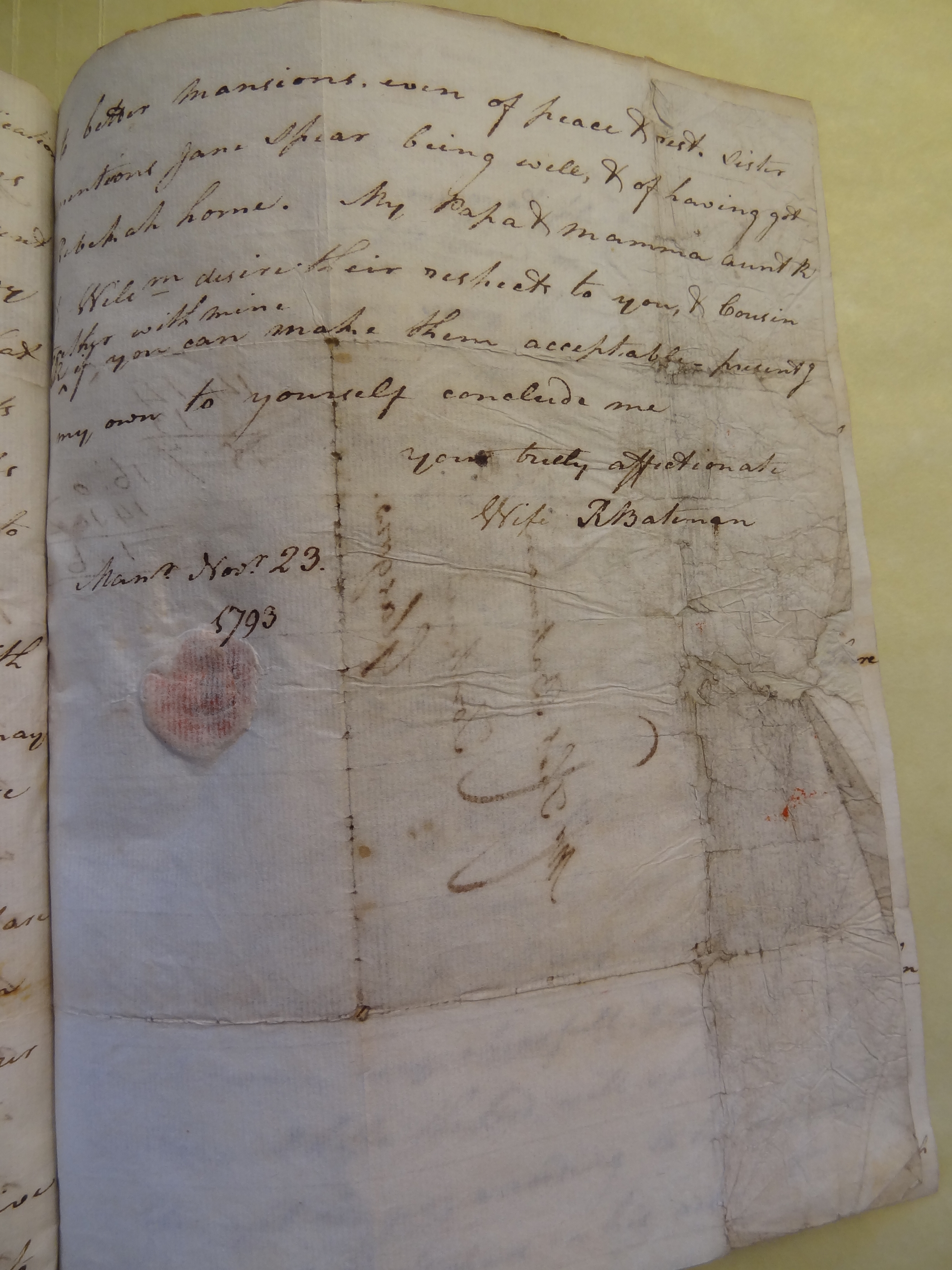 Image #3 of letter: Rebekah Bateman to Thomas Bateman, 23 November 1793