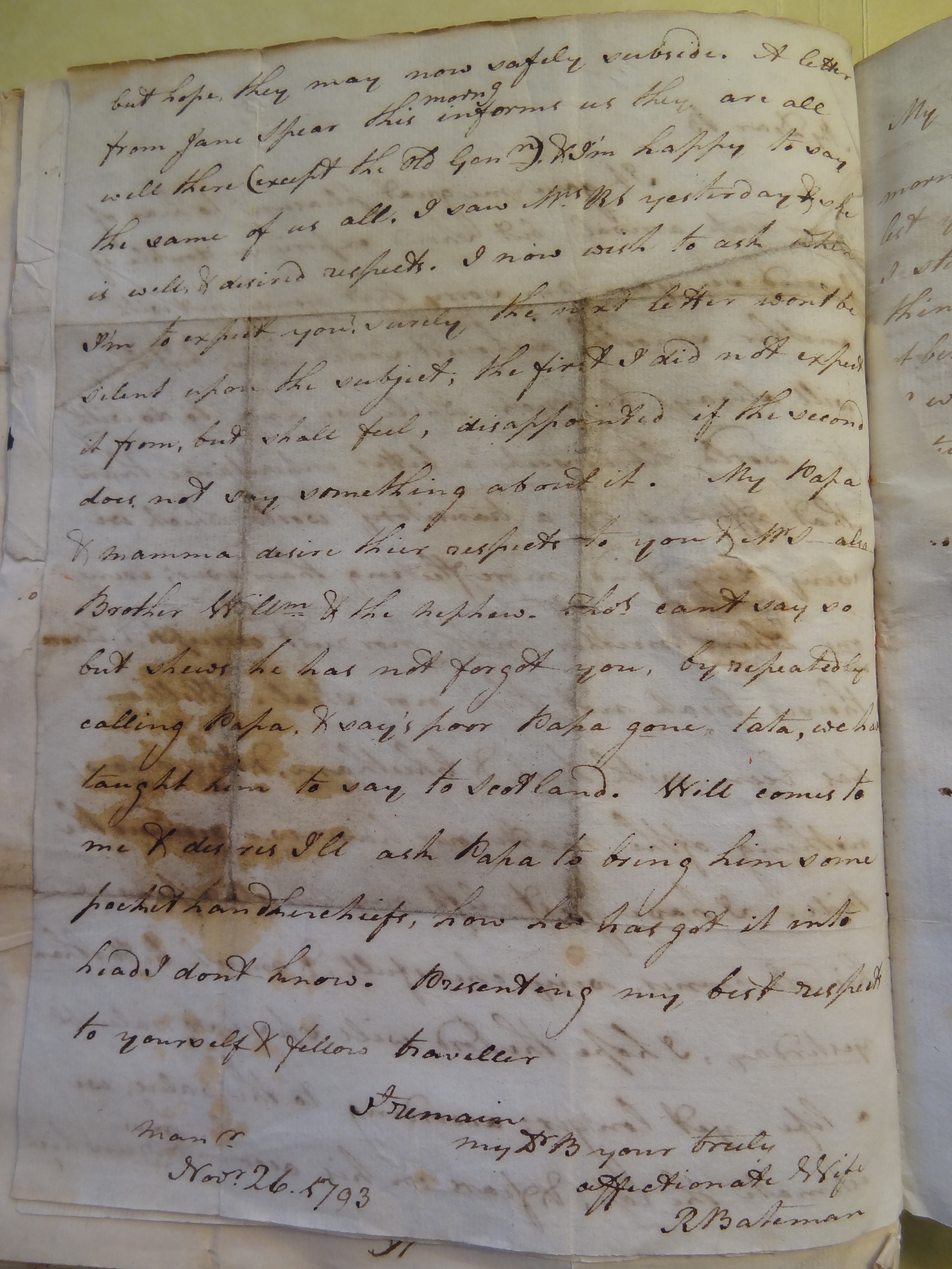 Image #2 of letter: Rebekah Bateman to Thomas Bateman, 26 November 1793