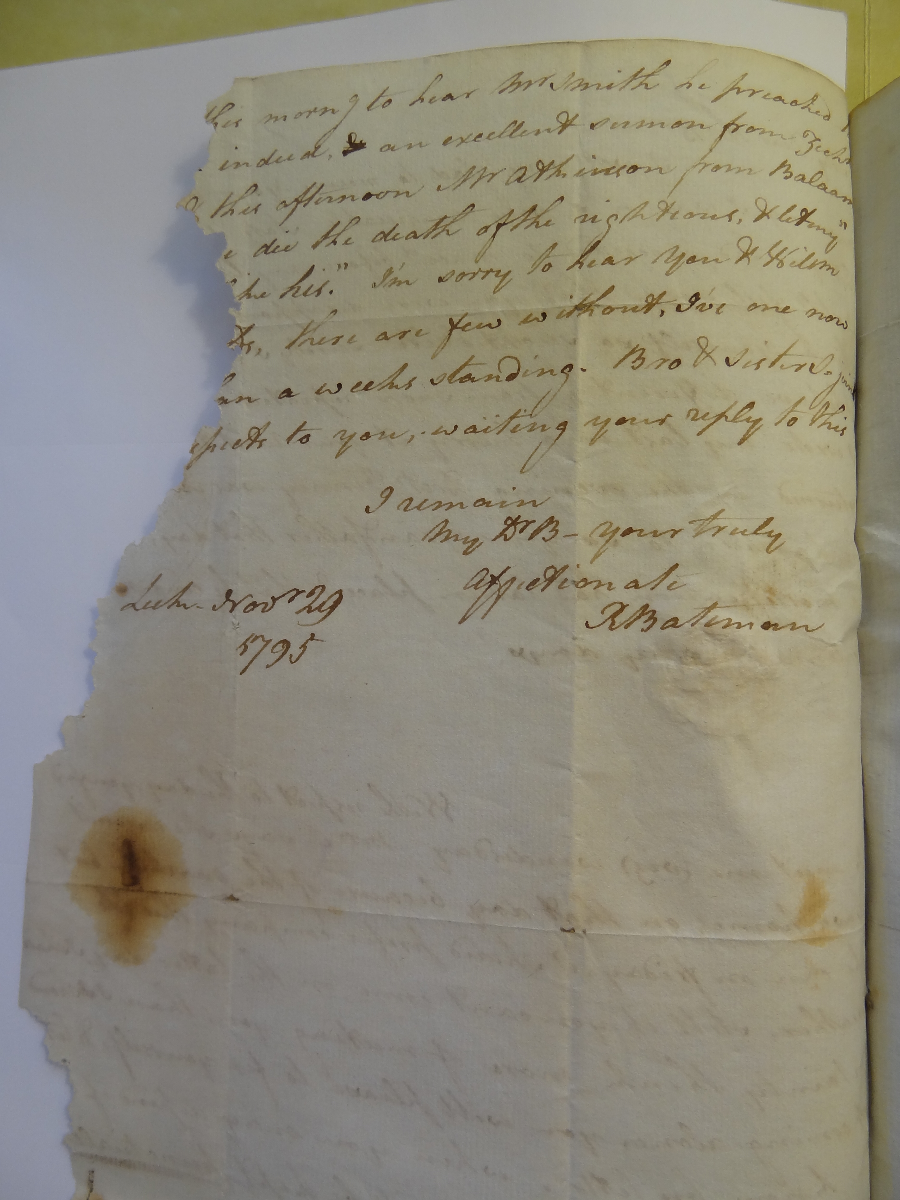 Image #2 of letter: Rebekah Bateman to Thomas Bateman, 29 November 1795