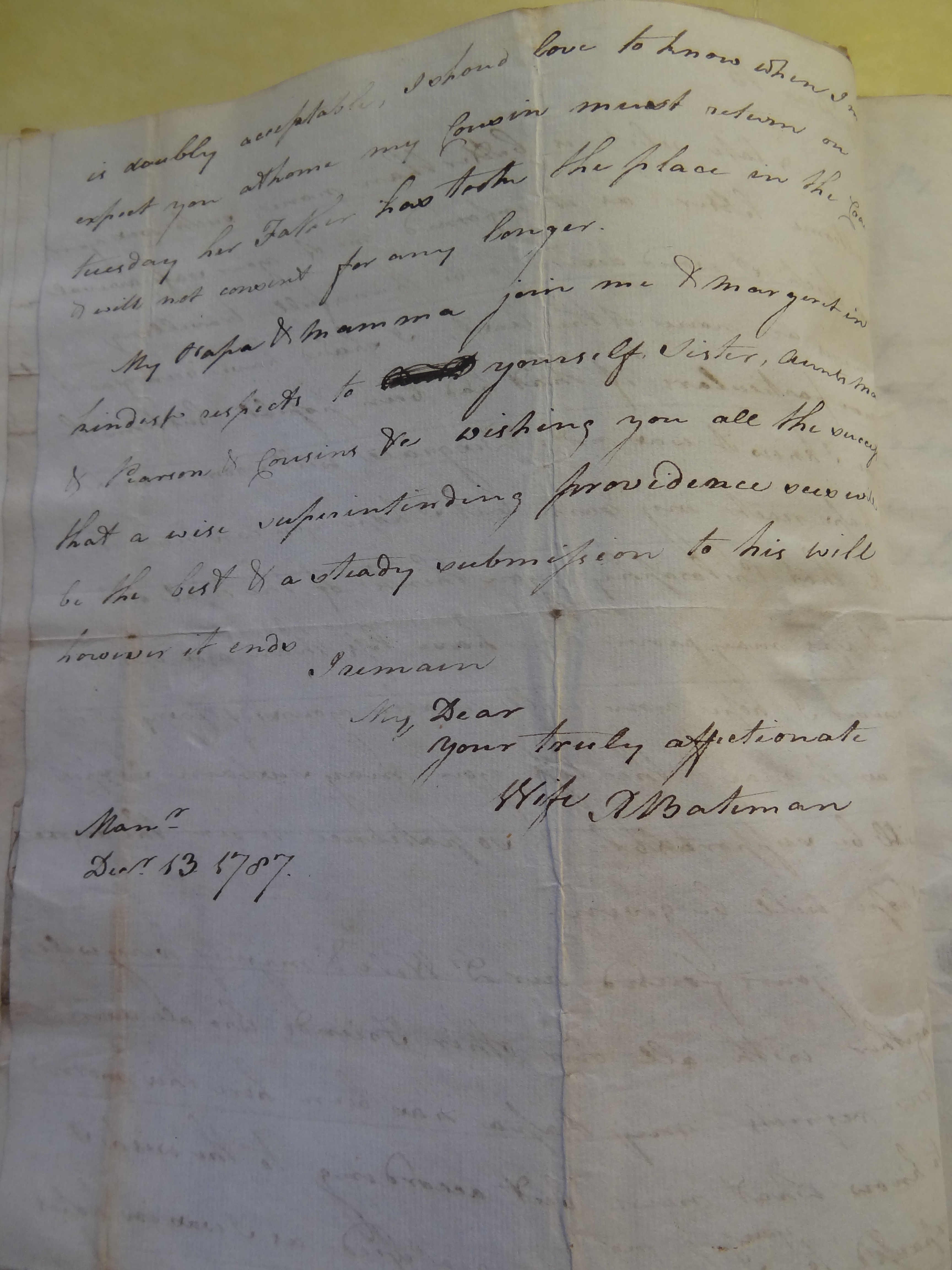 Image #2 of letter: Rebekah Bateman to Thomas Bateman, 13 December 1787
