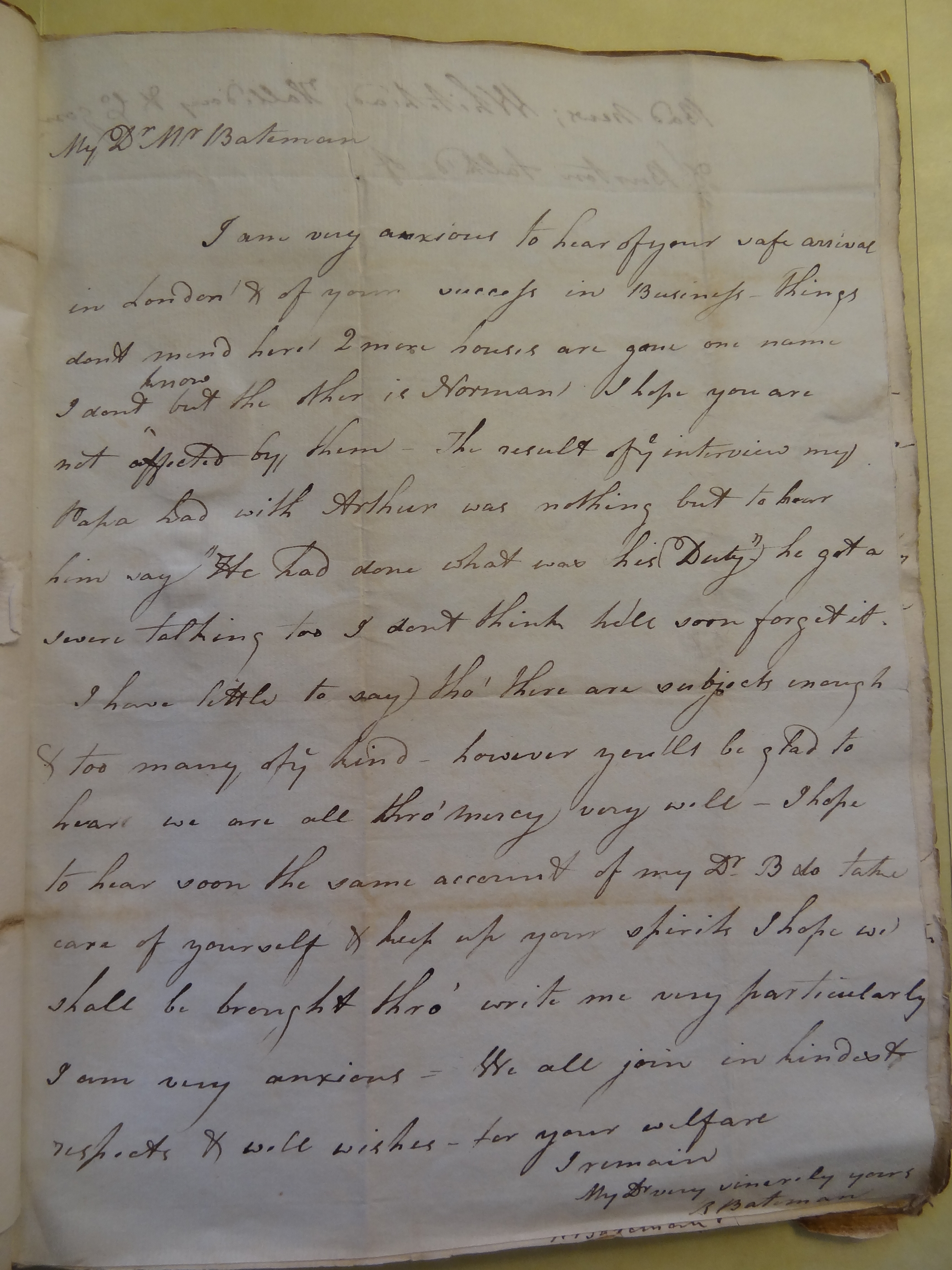 Image #1 of letter: Rebekah Bateman to Thomas Bateman, undated