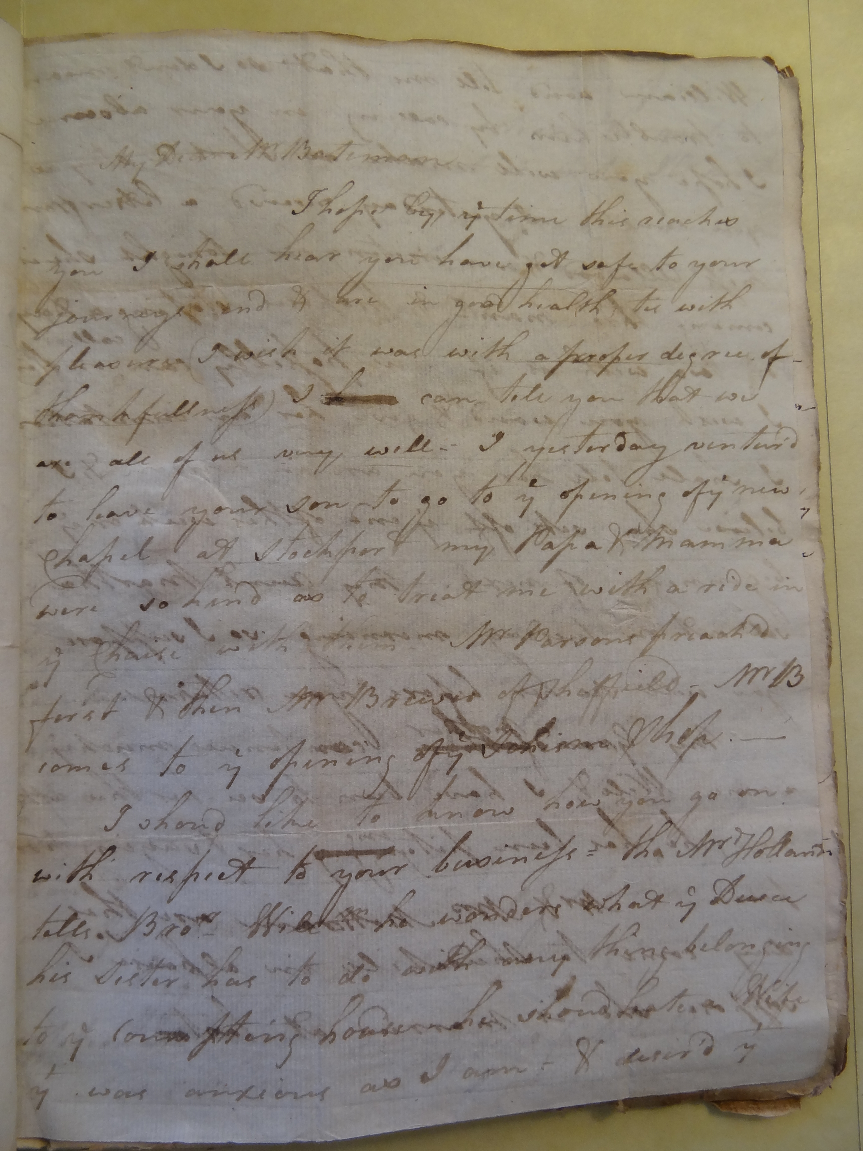 Image #1 of letter: Rebekah Bateman to Thomas Bateman, 27 August 1788