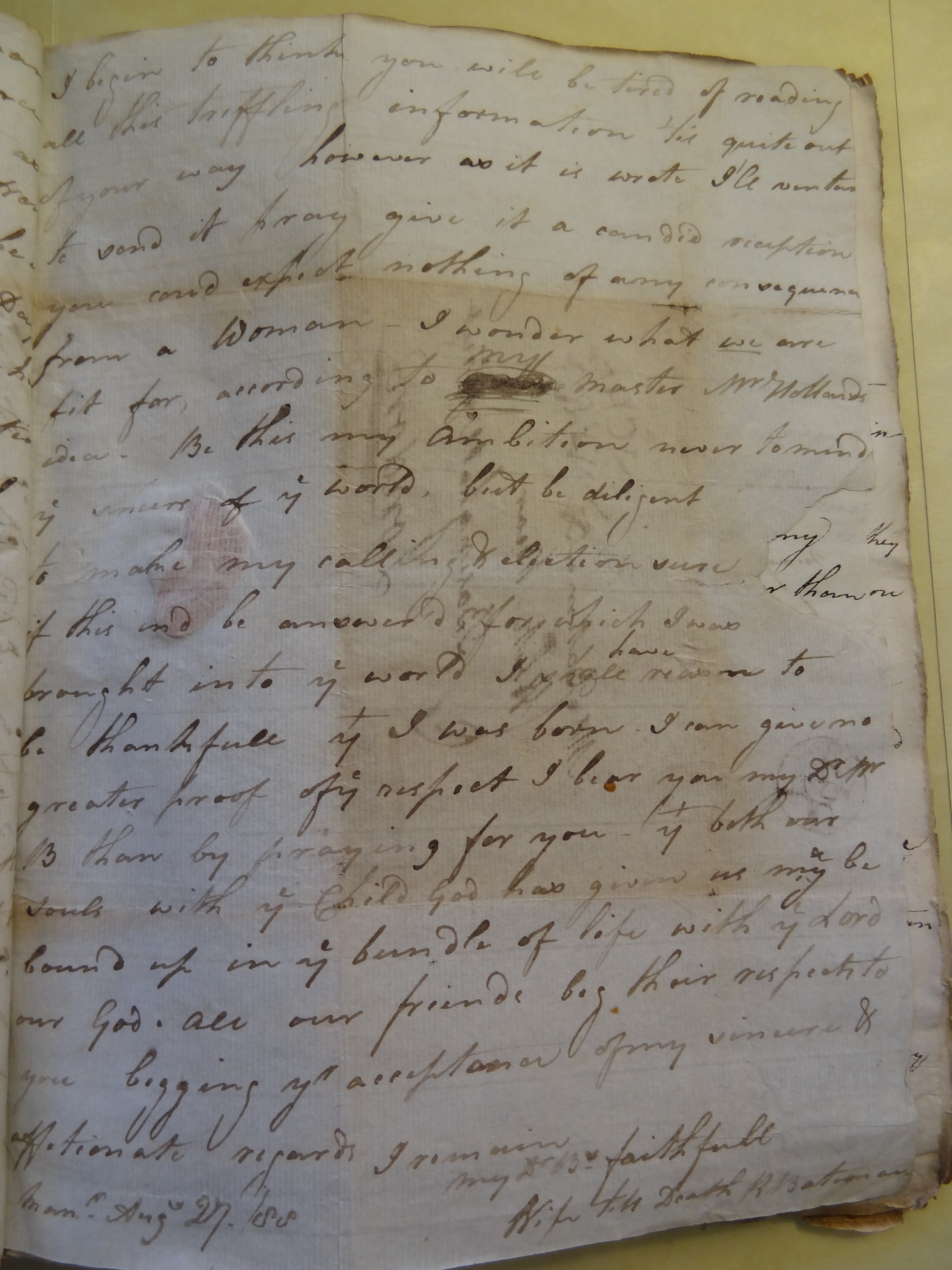 Image #3 of letter: Rebekah Bateman to Thomas Bateman, 27 August 1788