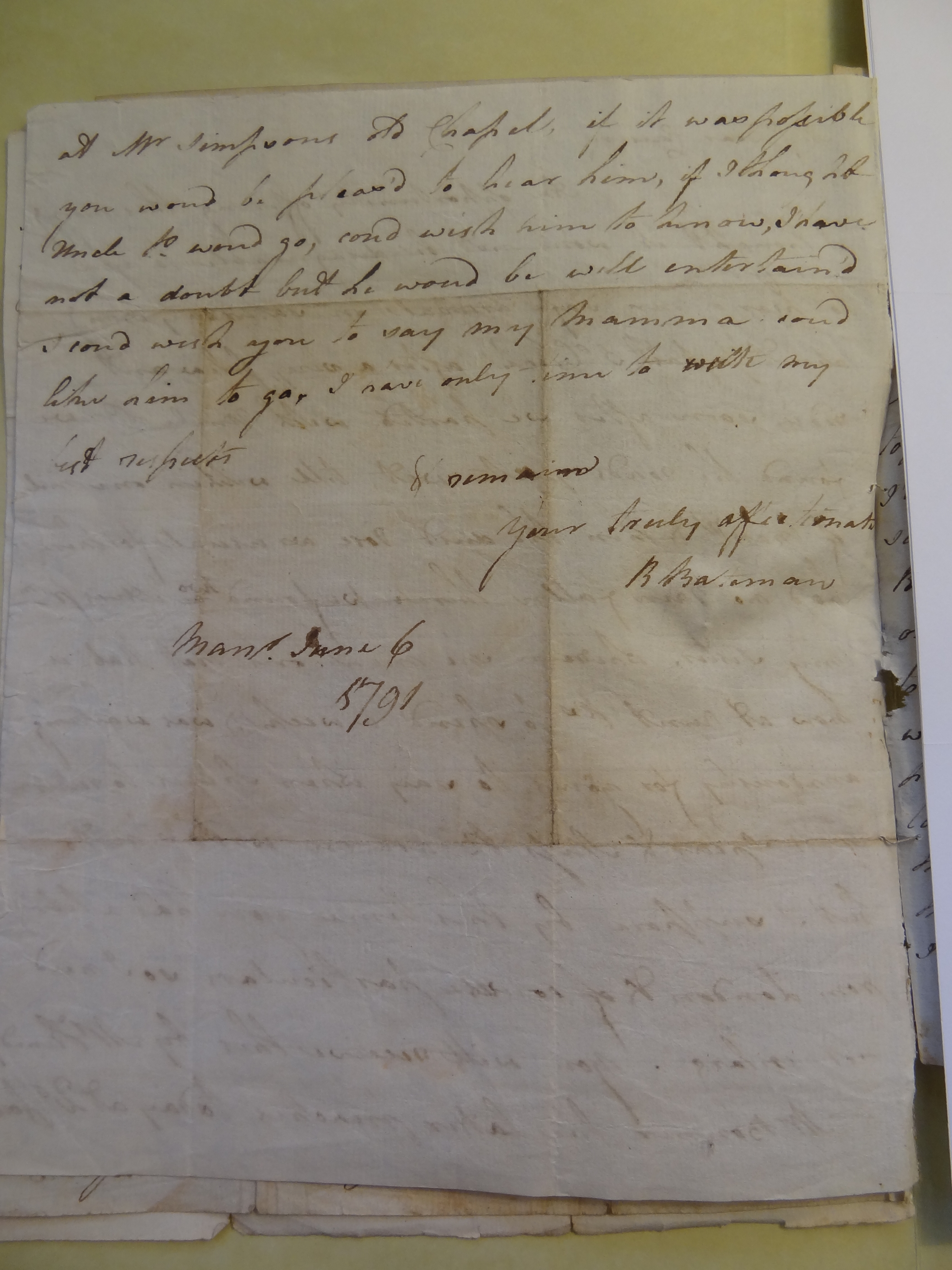 Image #2 of letter: Rebekah Bateman to Margery Smithson, 6 June 1791