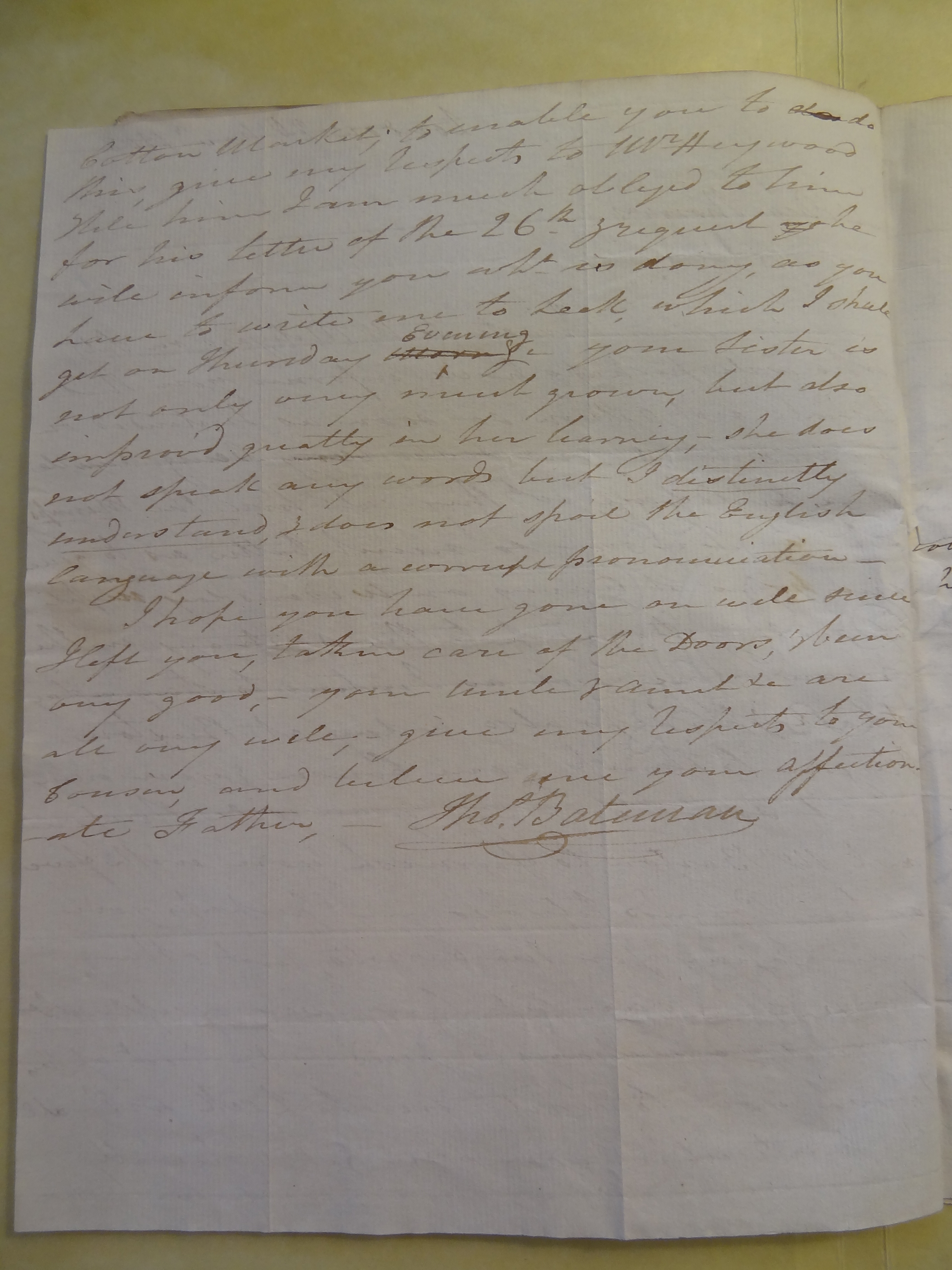 Image #2 of letter: Thomas Bateman (senior) to Thomas Bateman (junior), 28 November 1808