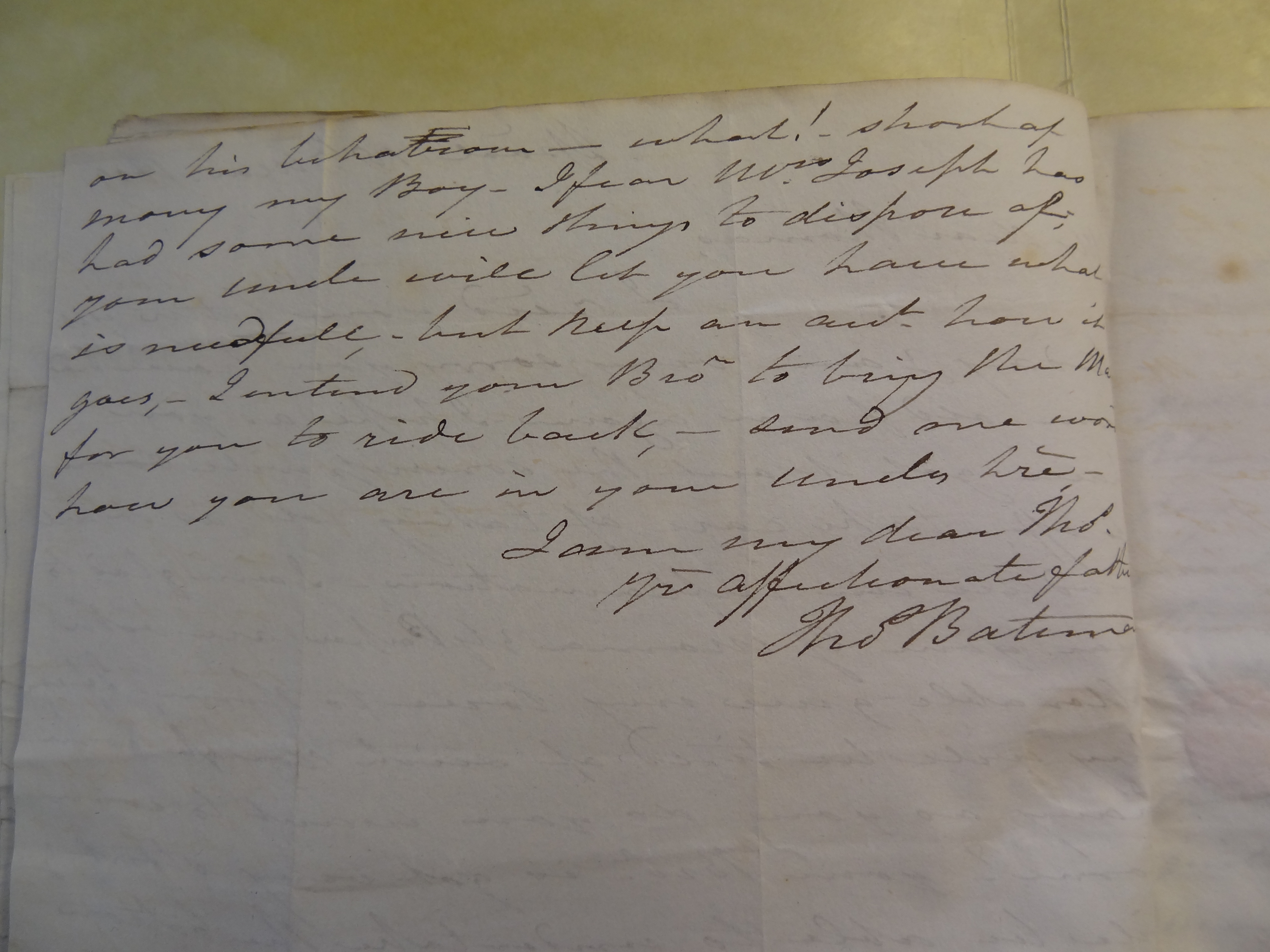 Image #2 of letter: Thomas Bateman (senior) to Thomas Bateman (junior), 18 March 1809