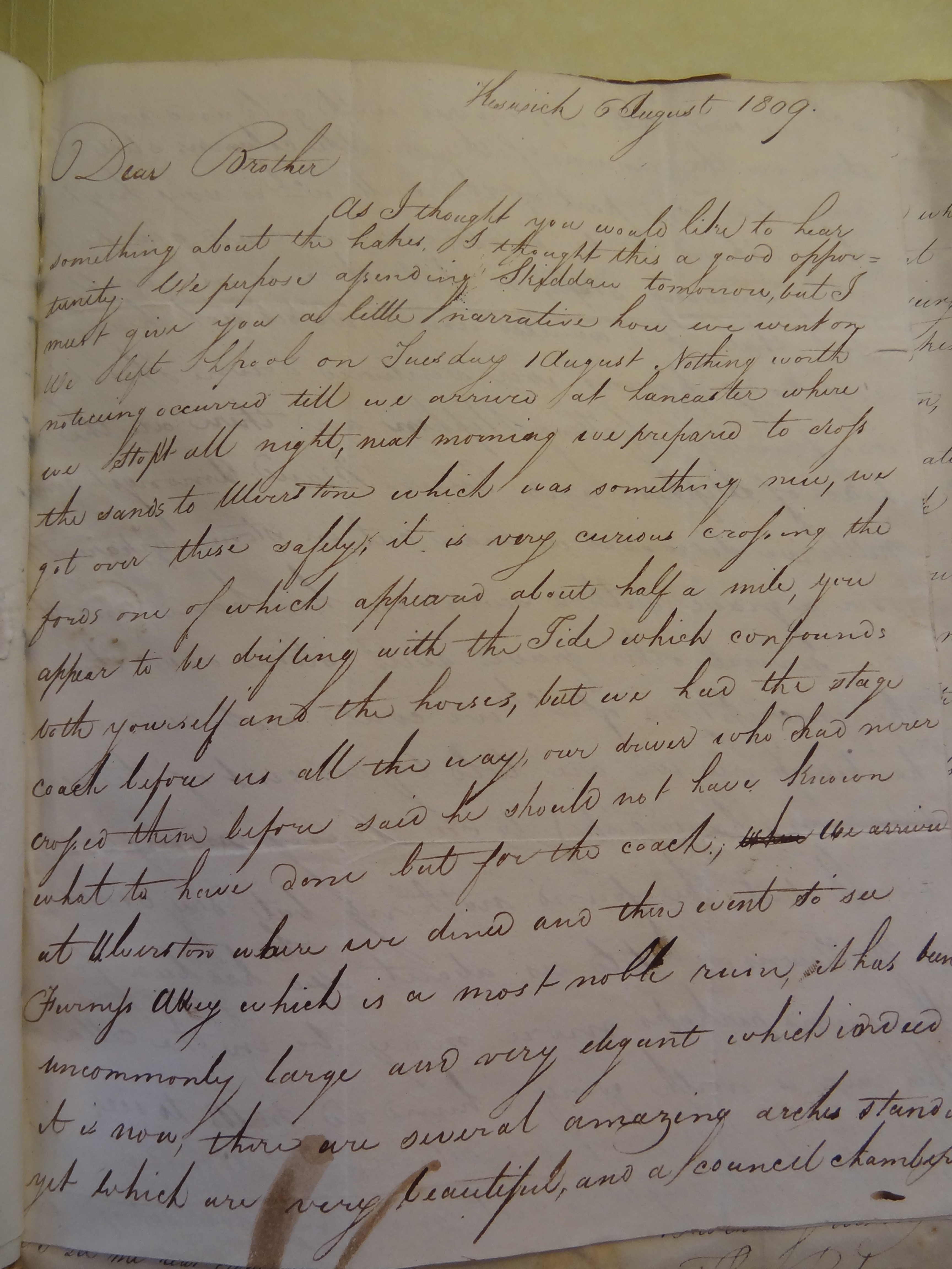 Image #1 of letter: Thomas Bateman (junior) to William Bateman, 6 August 1809