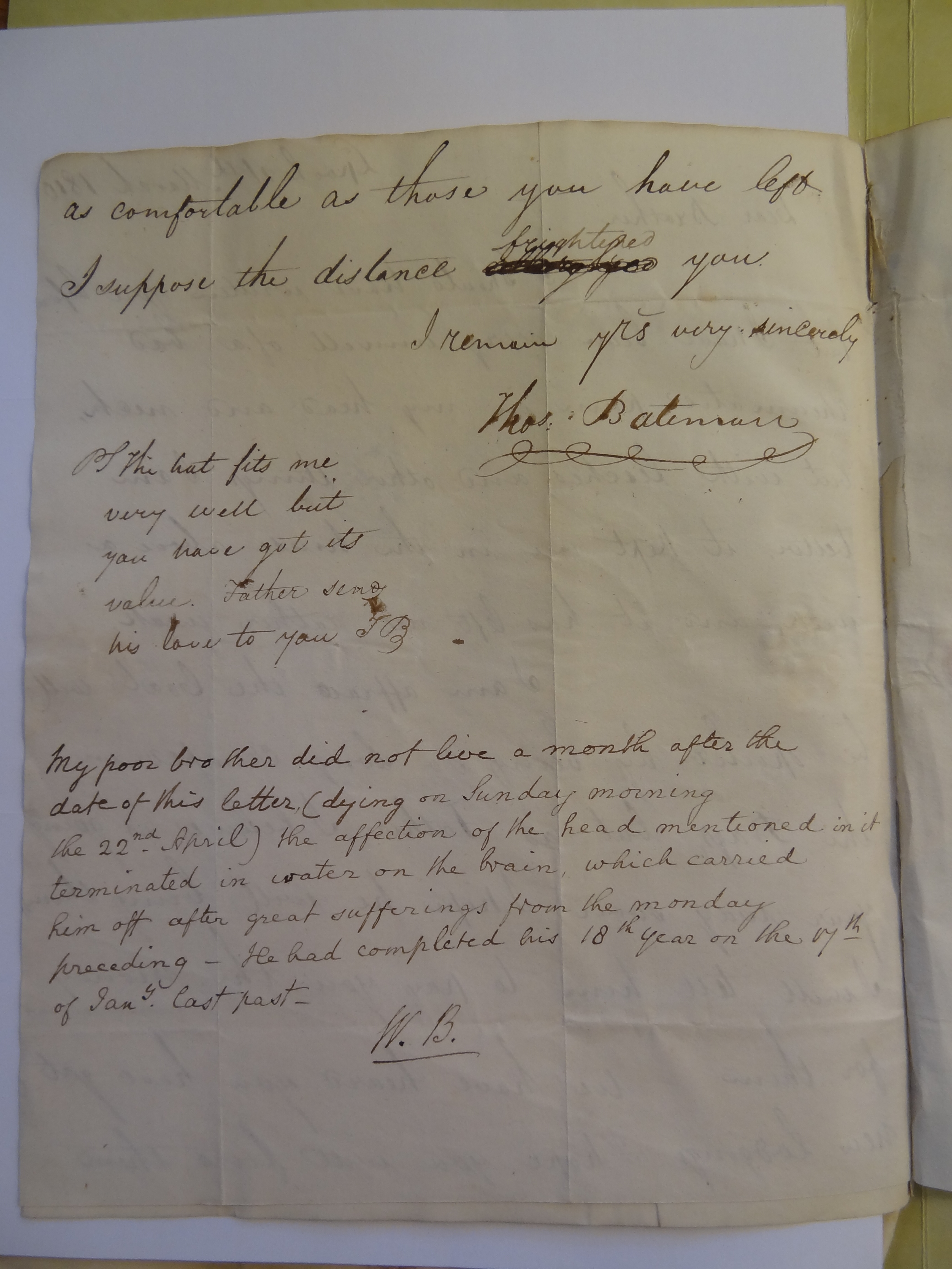 Image #3 of letter: Thomas Bateman (junior) to William Bateman, 26 March 1810