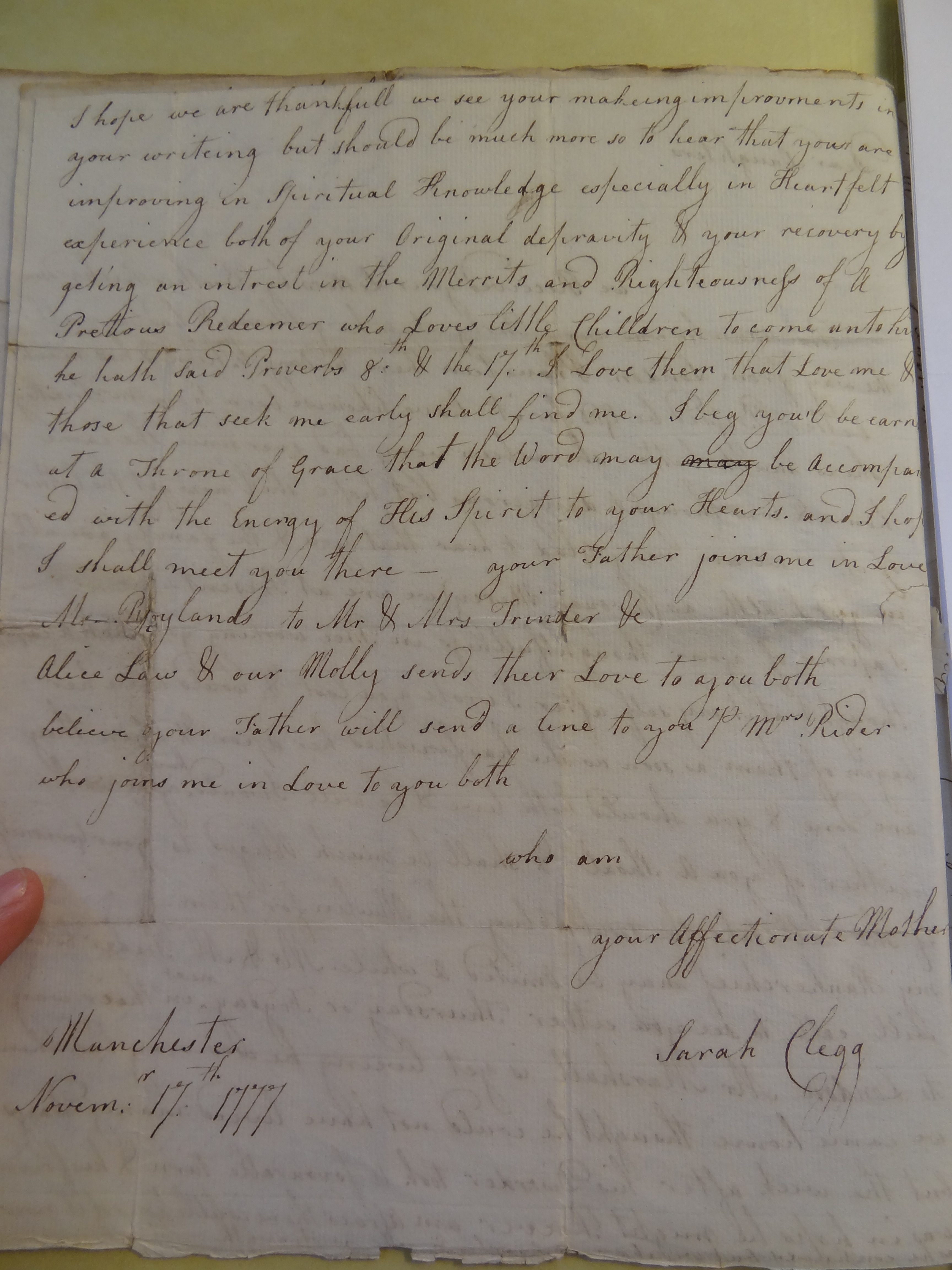 Image #2 of letter: Sarah Clegg to Rebekah Bateman and Elizabeth Wilson, 17 November 1777