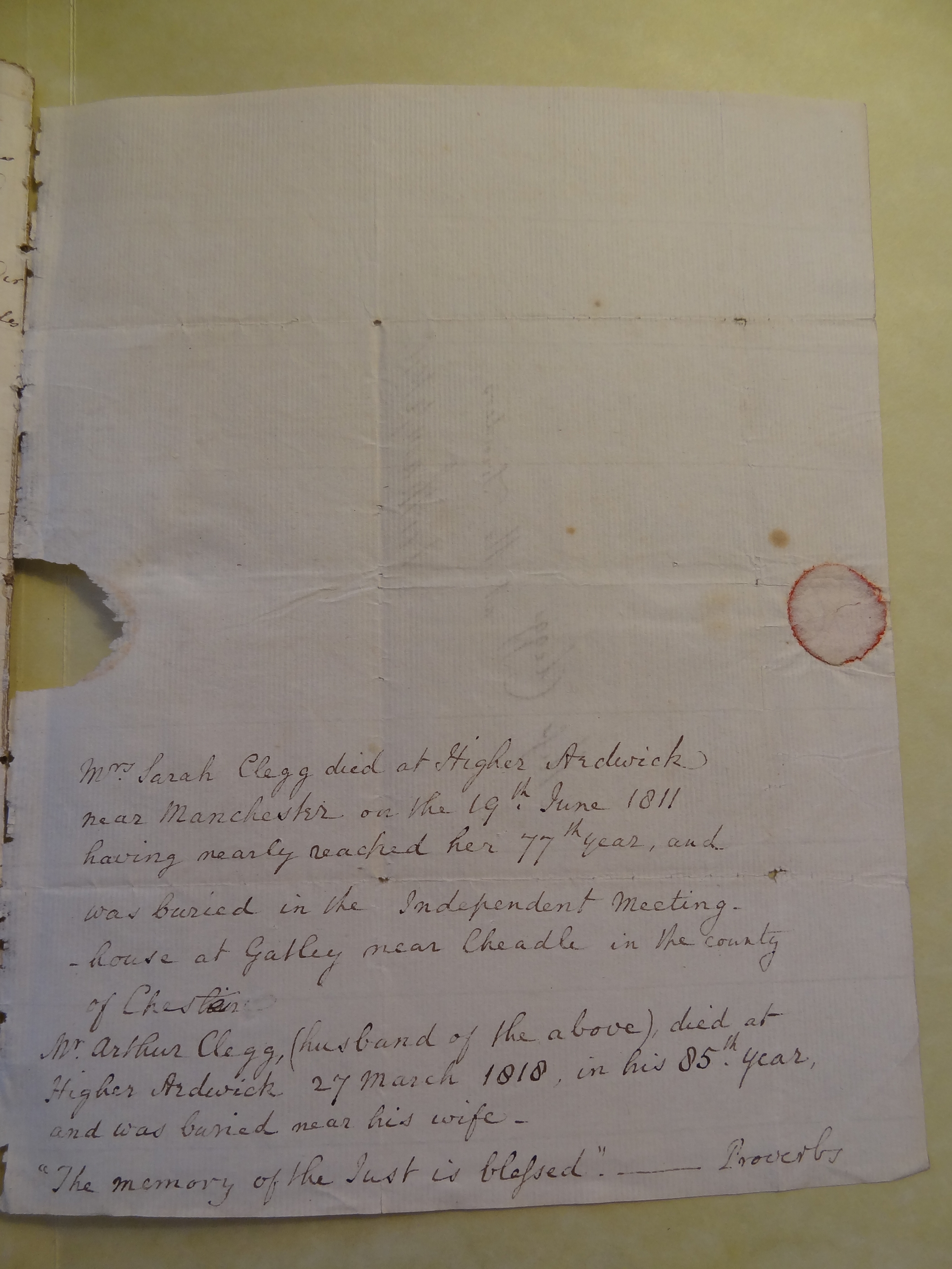 Image #3 of letter: Sarah Clegg to Rebekah Bateman and Elizabeth Wilson, 17 February 1778