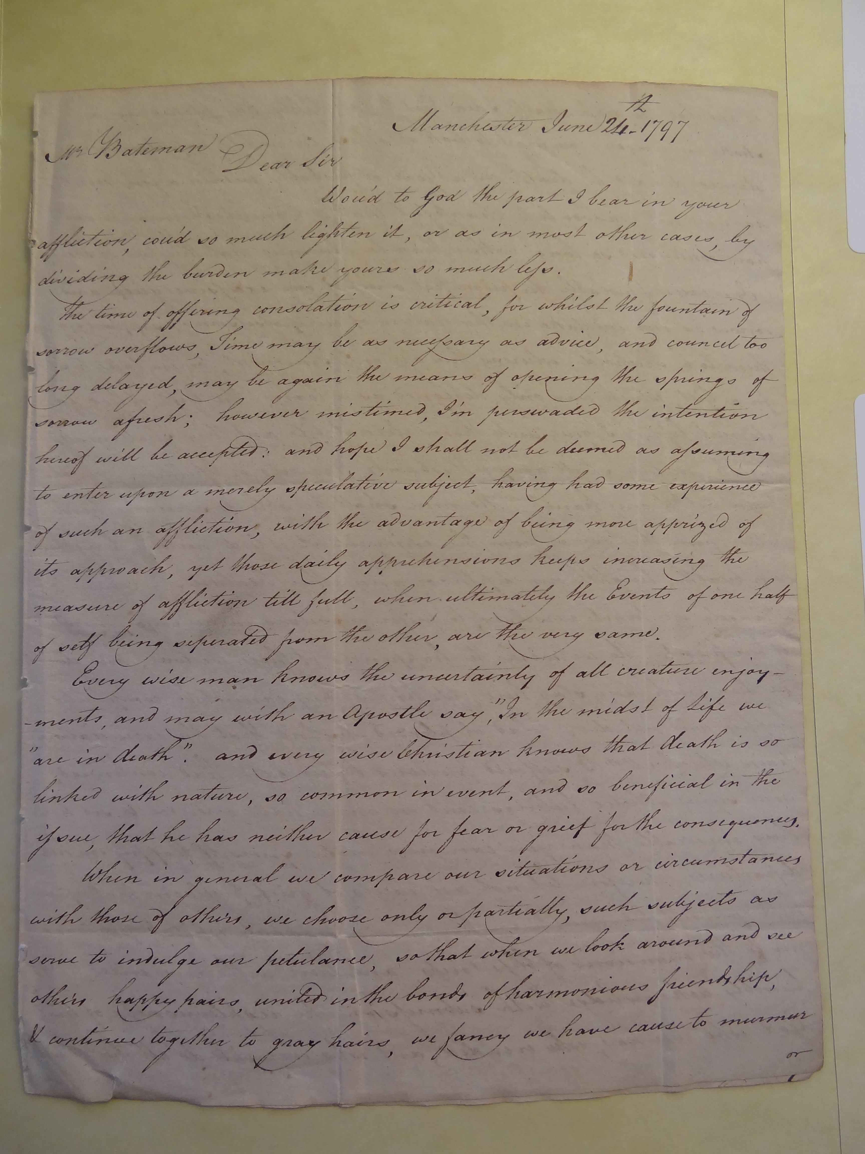 Image #1 of letter: John Hope to Thomas Bateman (junior), 24 June 1797