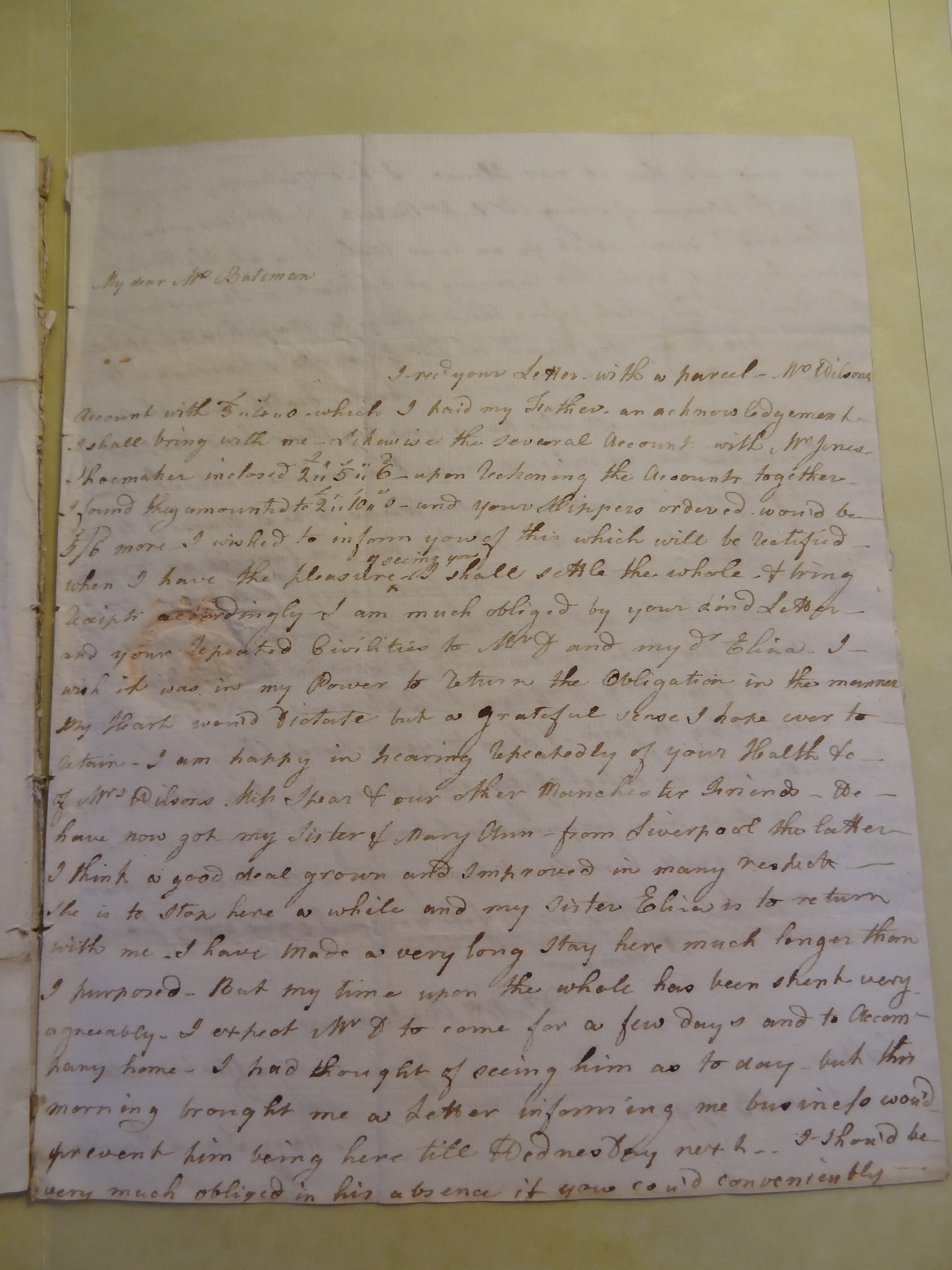 Image #1 of letter: Mary Jane Hodson to Rebekah Bateman, 23 June 1791