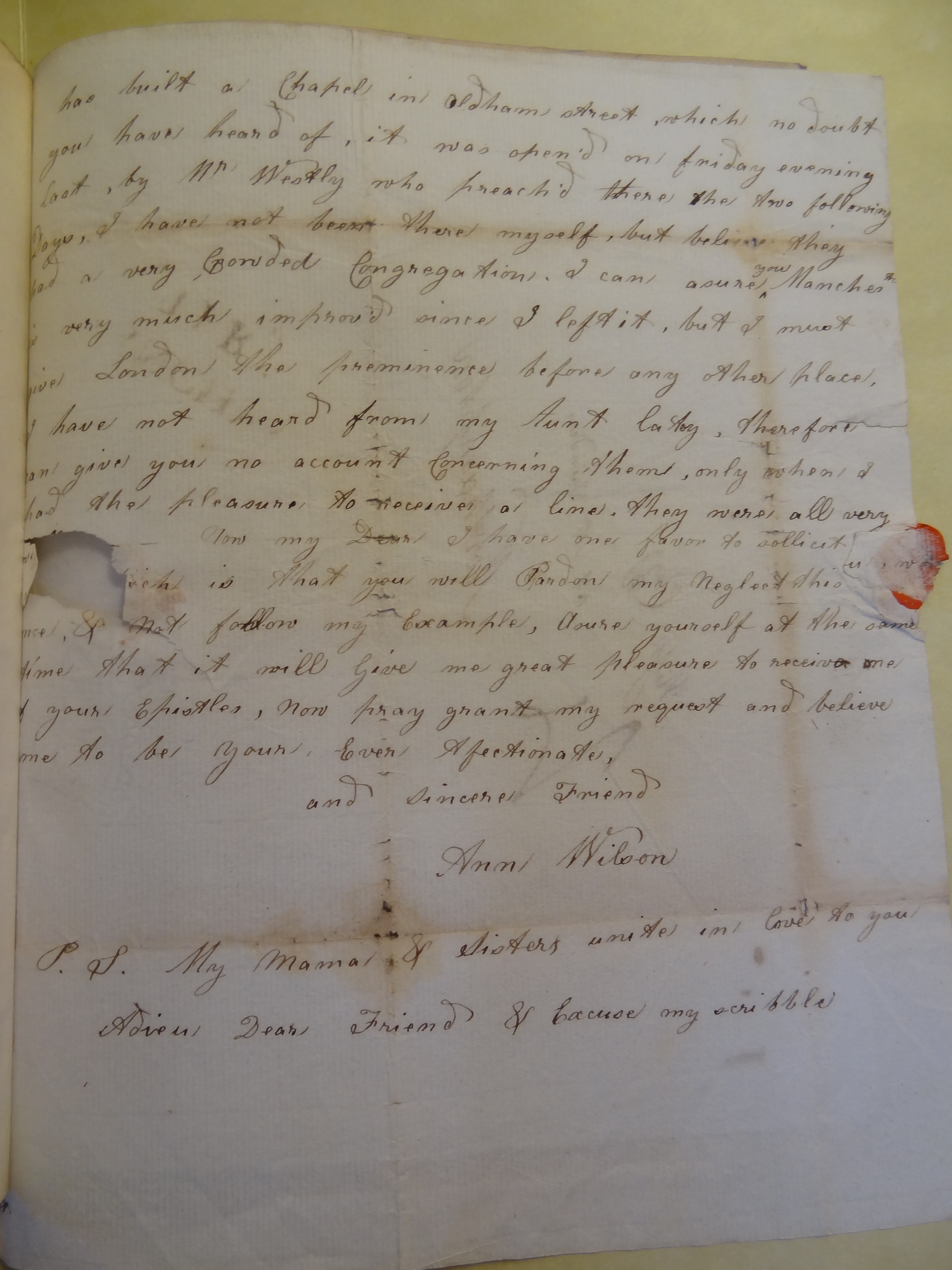 Image #4 of letter: Ann Wilson to Rebekah Bateman, 1 April 1785