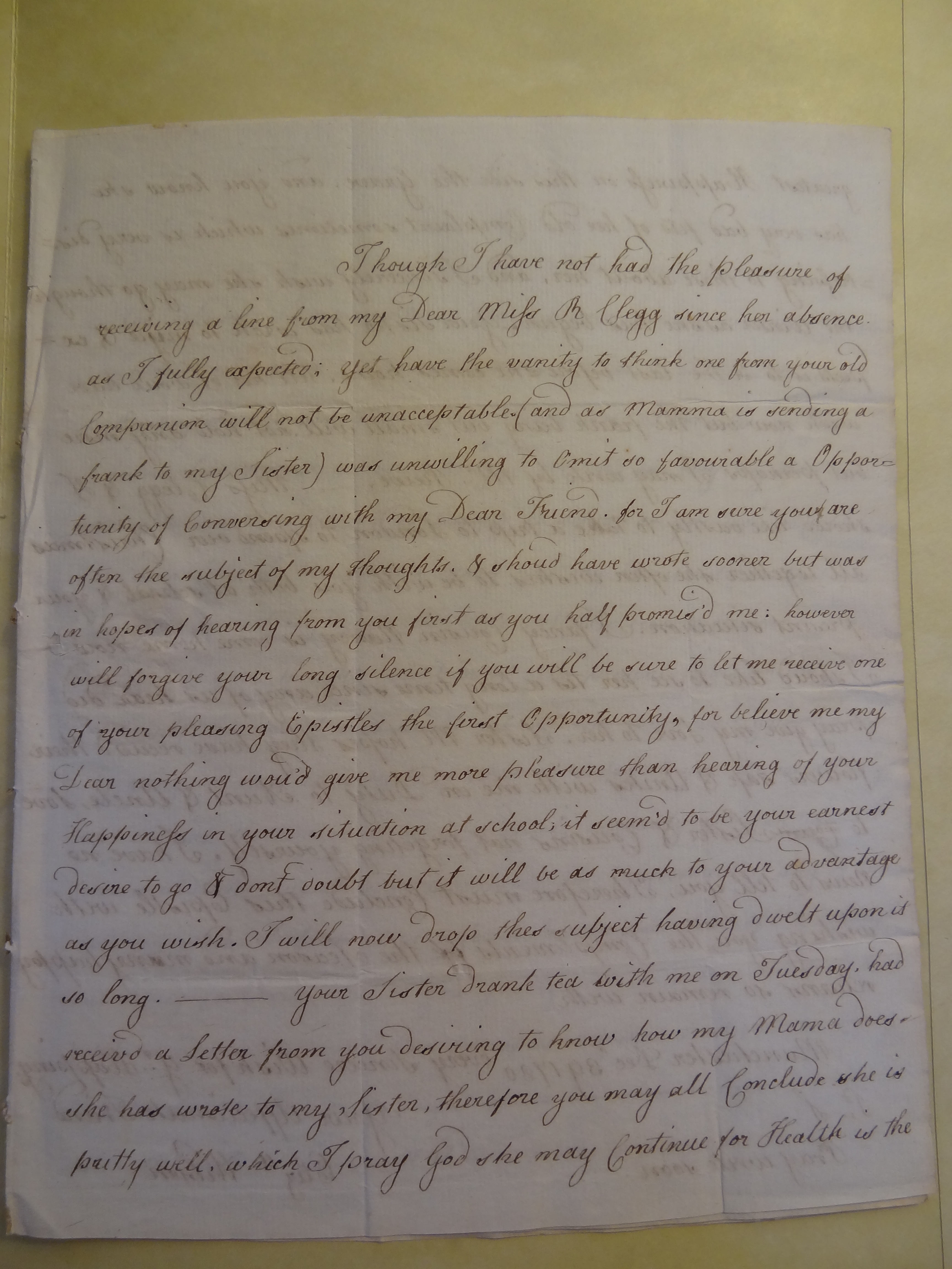 Image #1 of letter: Miss Elizabeth Wilson to Rebekah Bateman, 30 December 1780