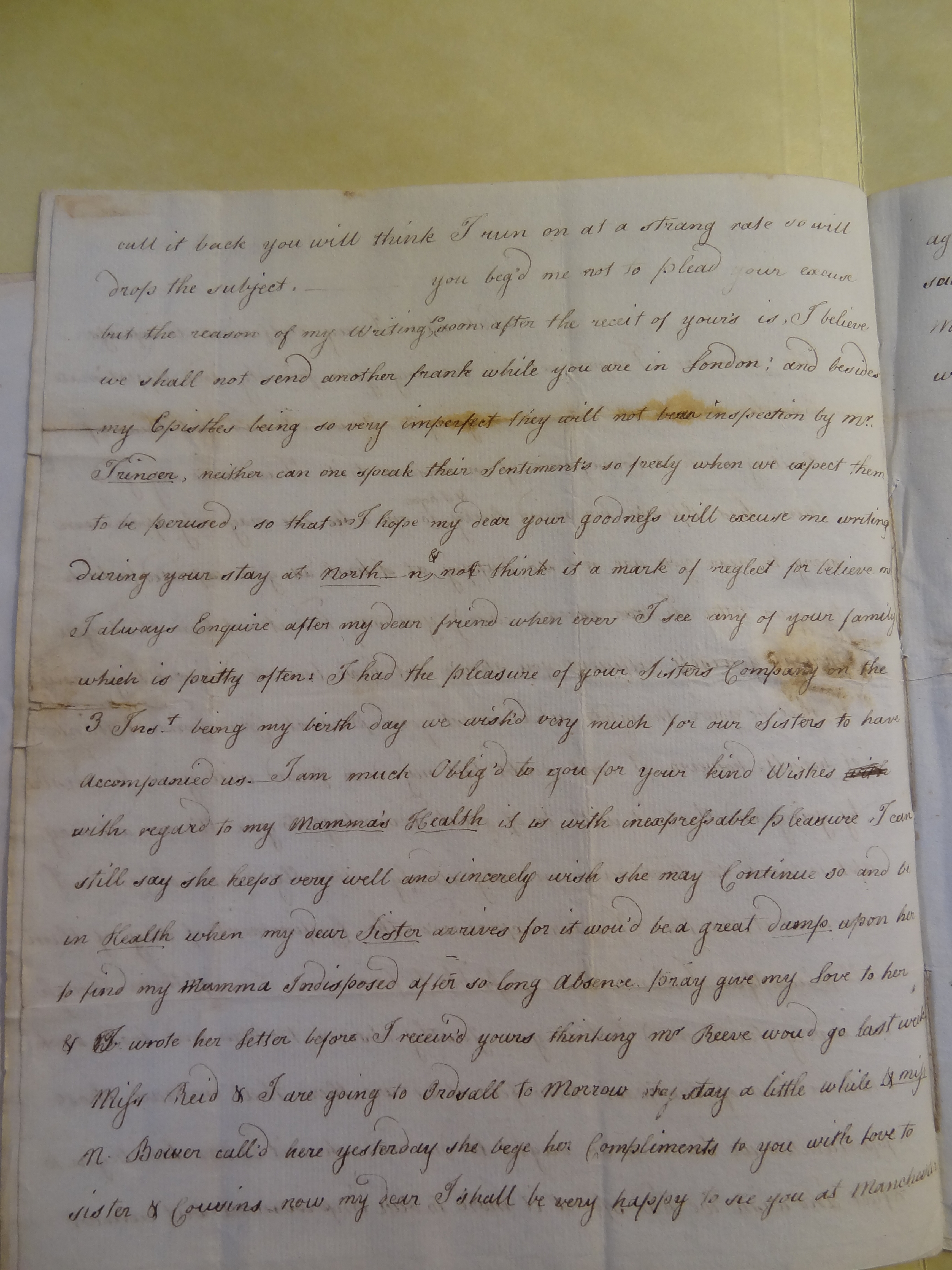 Image #2 of letter: Miss Elizabeth Wilson to Rebekah Bateman, 10 January 1785