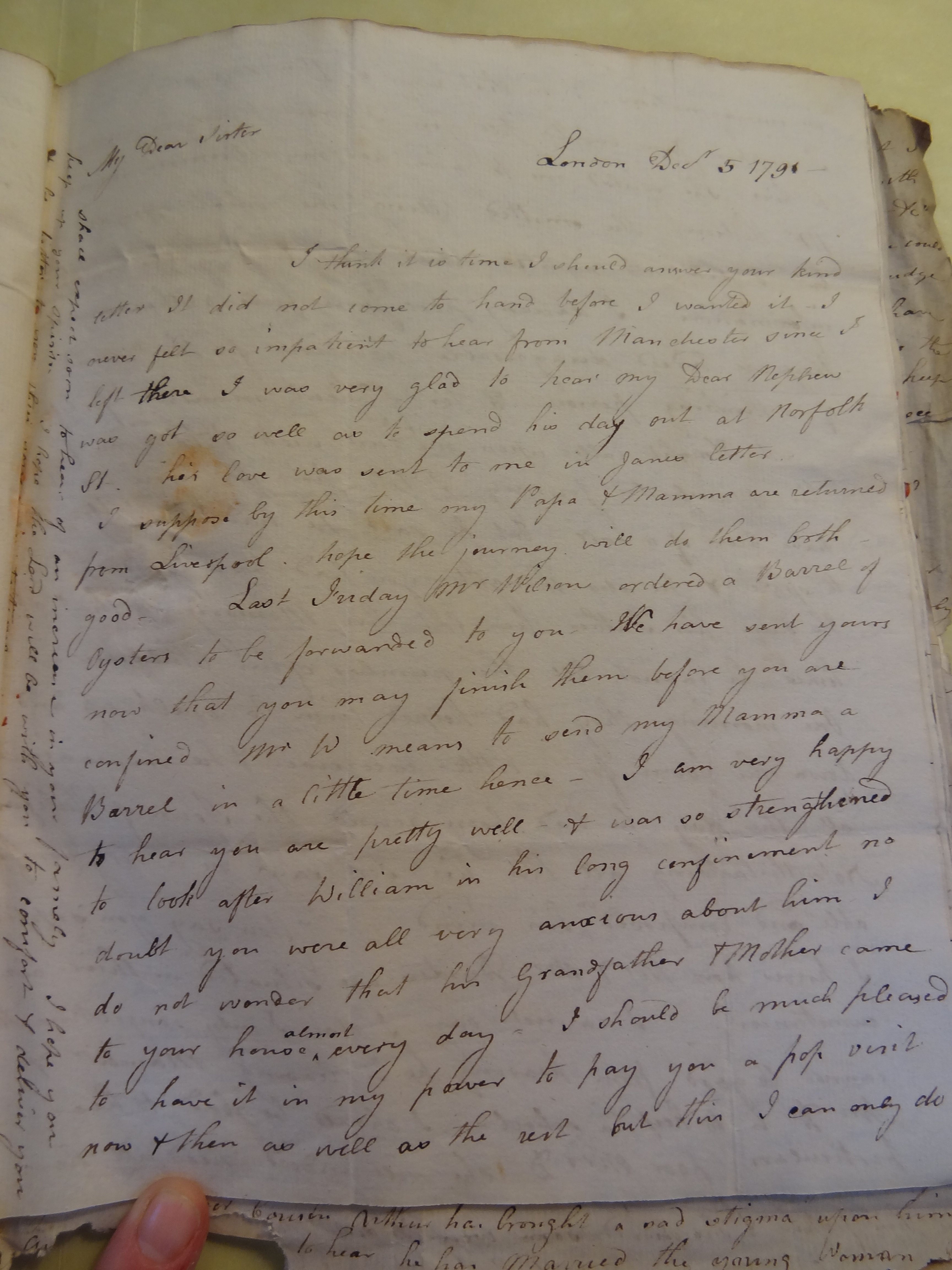 Image #1 of letter: Elizabeth Wilson to Rebekah Bateman, 5 December 1791