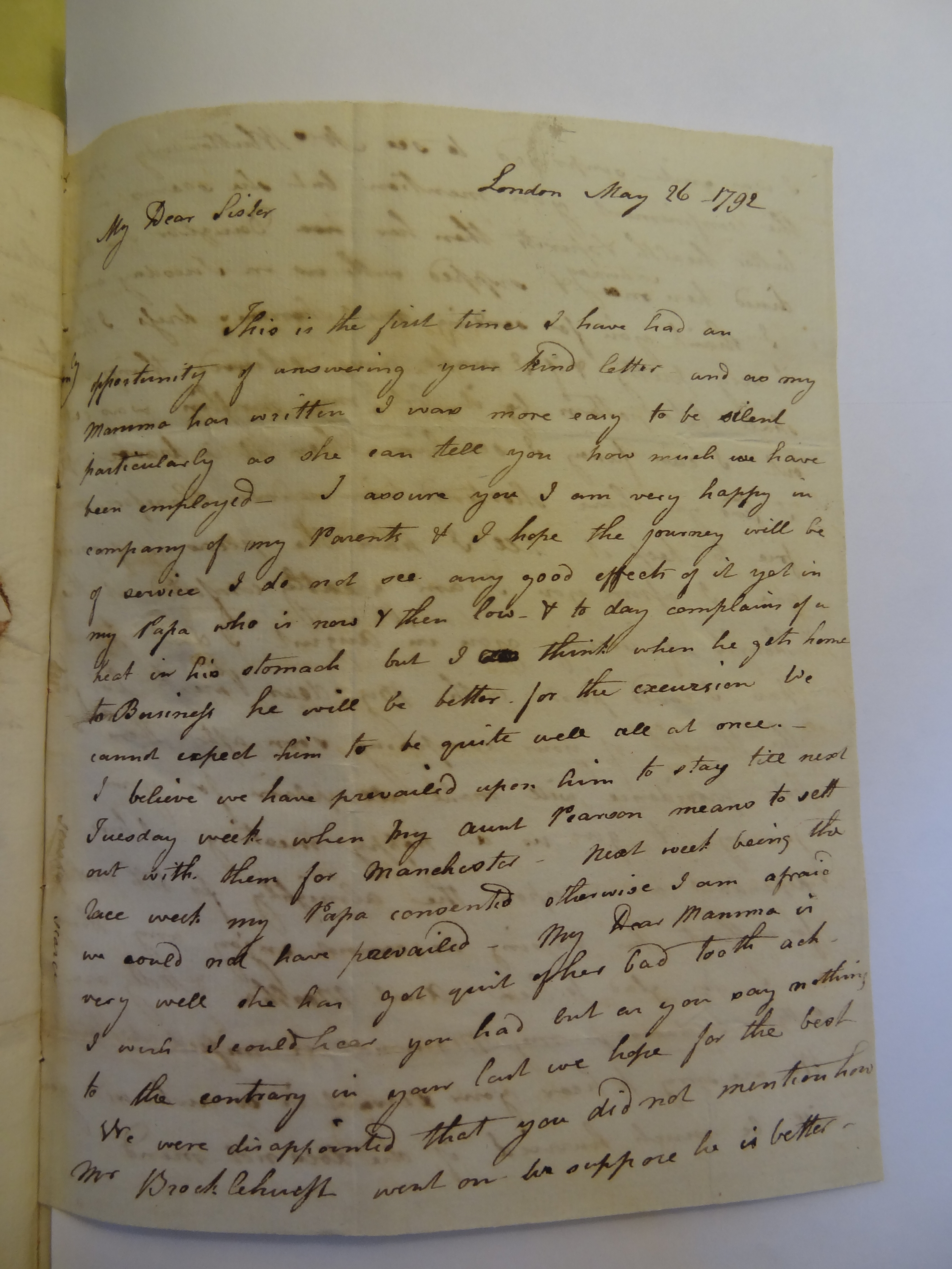 Image #1 of letter: Elizabeth Wilson to Rebekah Bateman, 26 May 1792