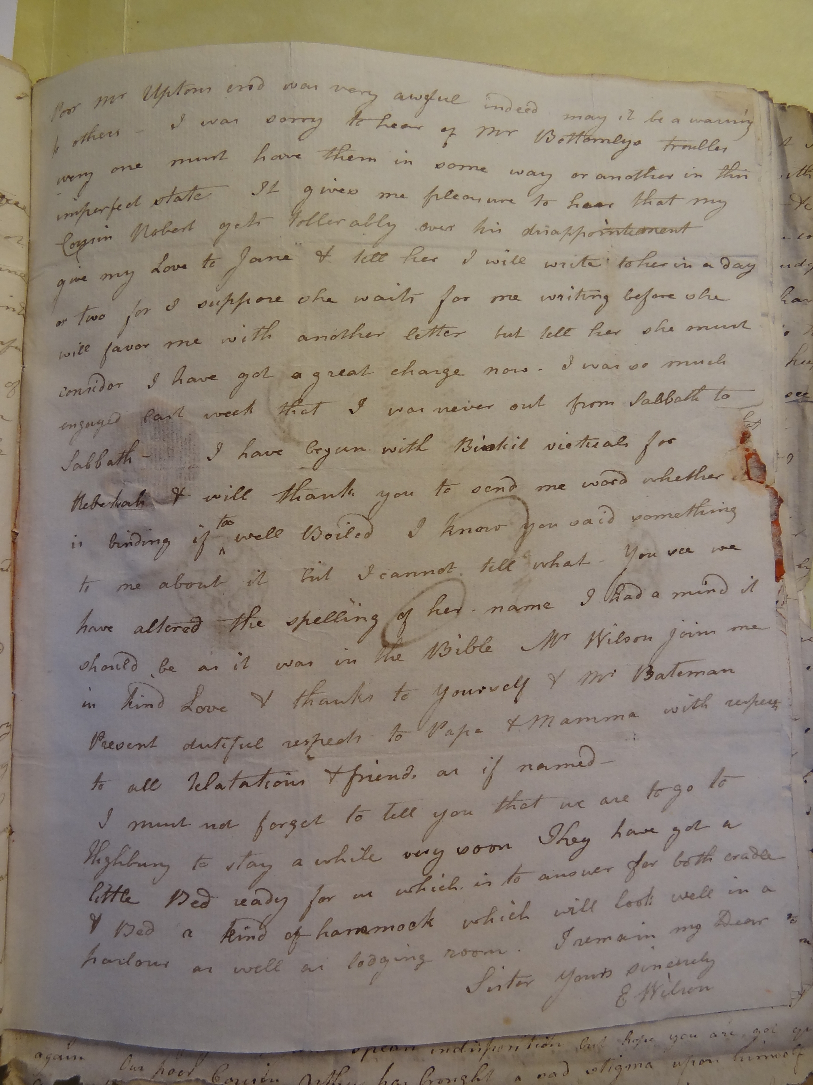 Image #3 of letter: Elizabeth Wilson to Rebekah Bateman, 2 October 1792