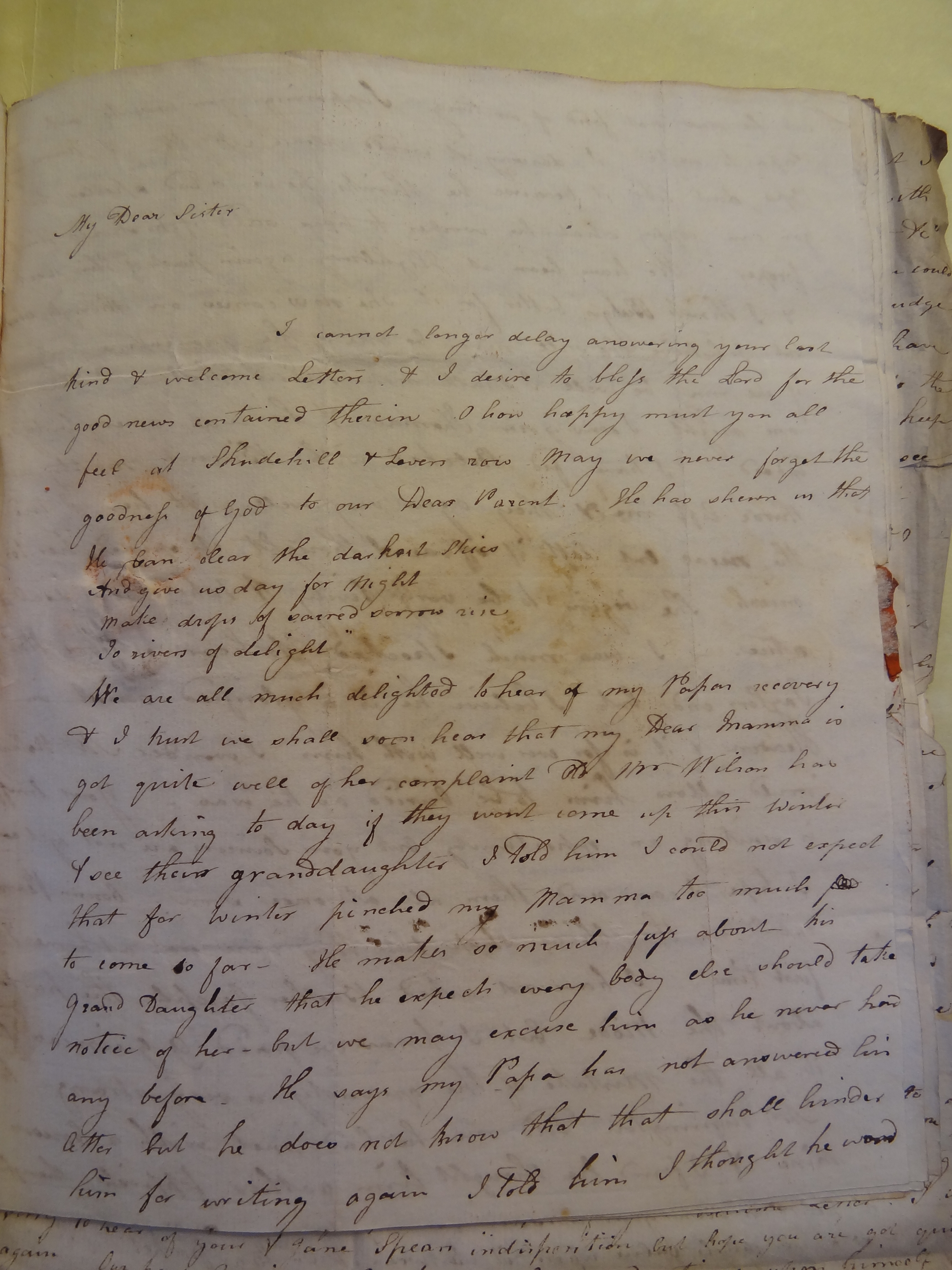 Image #1 of letter: Elizabeth Wilson to Rebekah Bateman, 20 October 1792