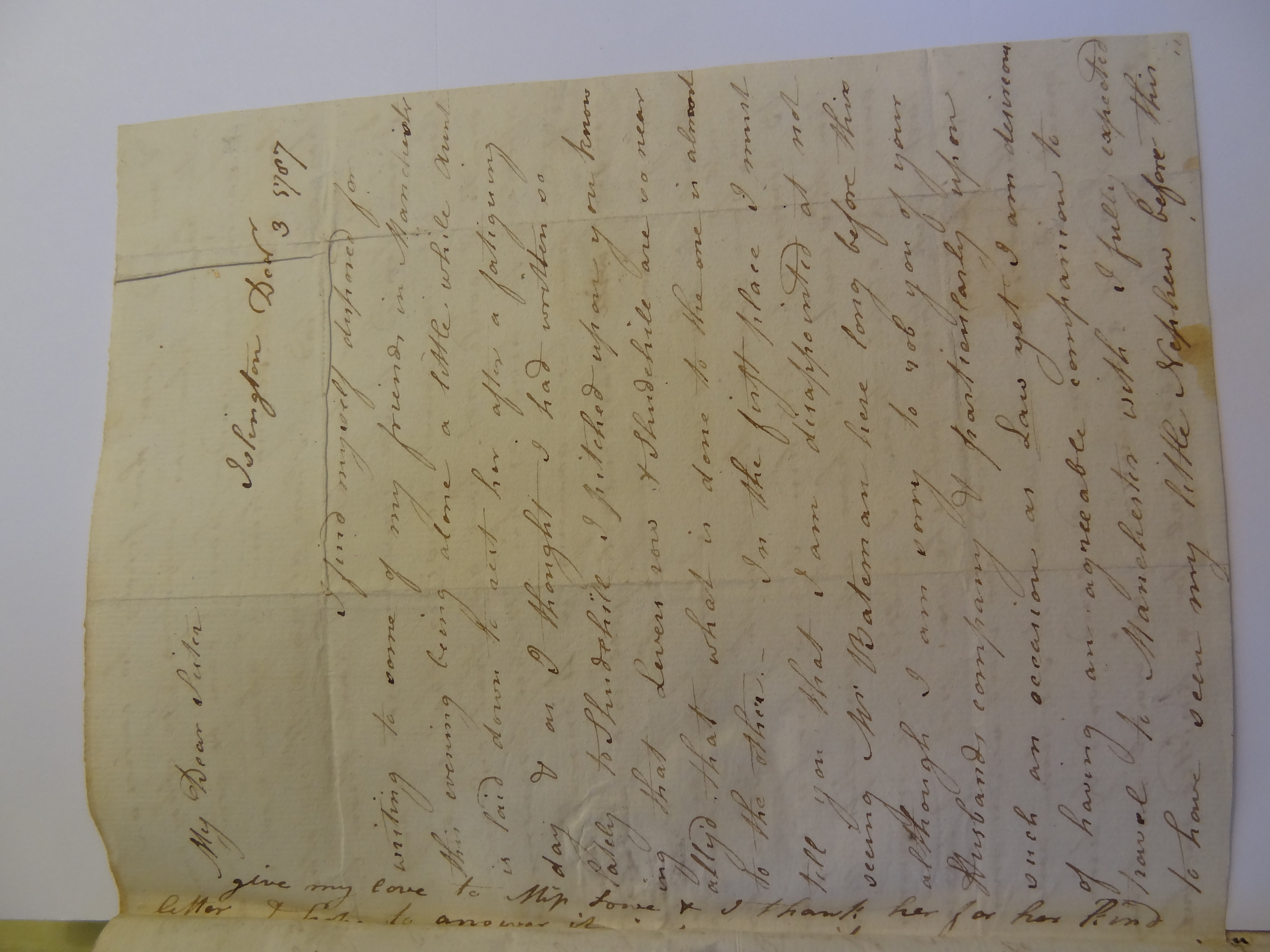 Image #1 of letter: Elizabeth Wilson to Rebekah Bateman, 3 December 1787