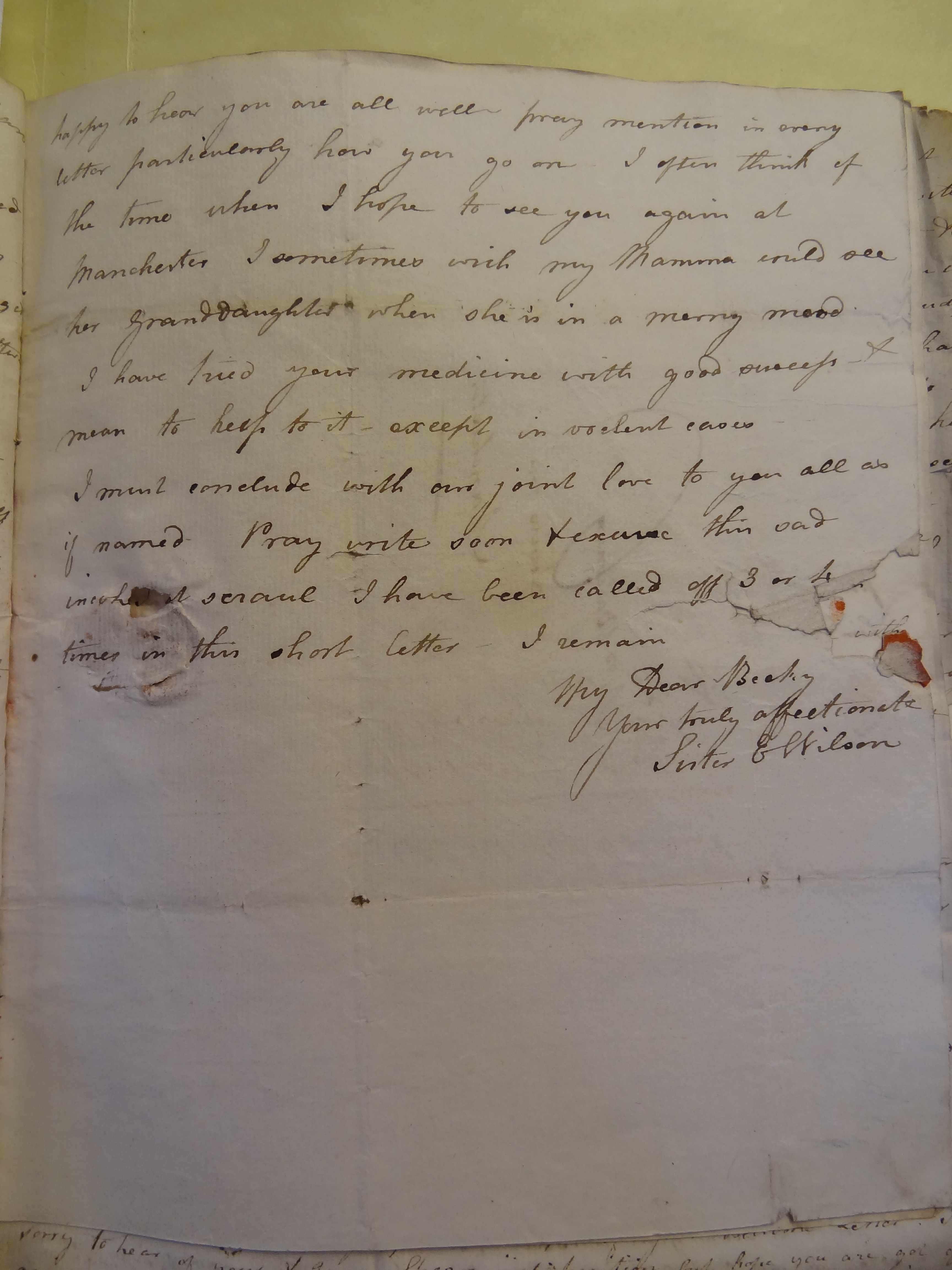 Image #3 of letter: Elizabeth Wilson to Rebekah Bateman, 20 November 1792