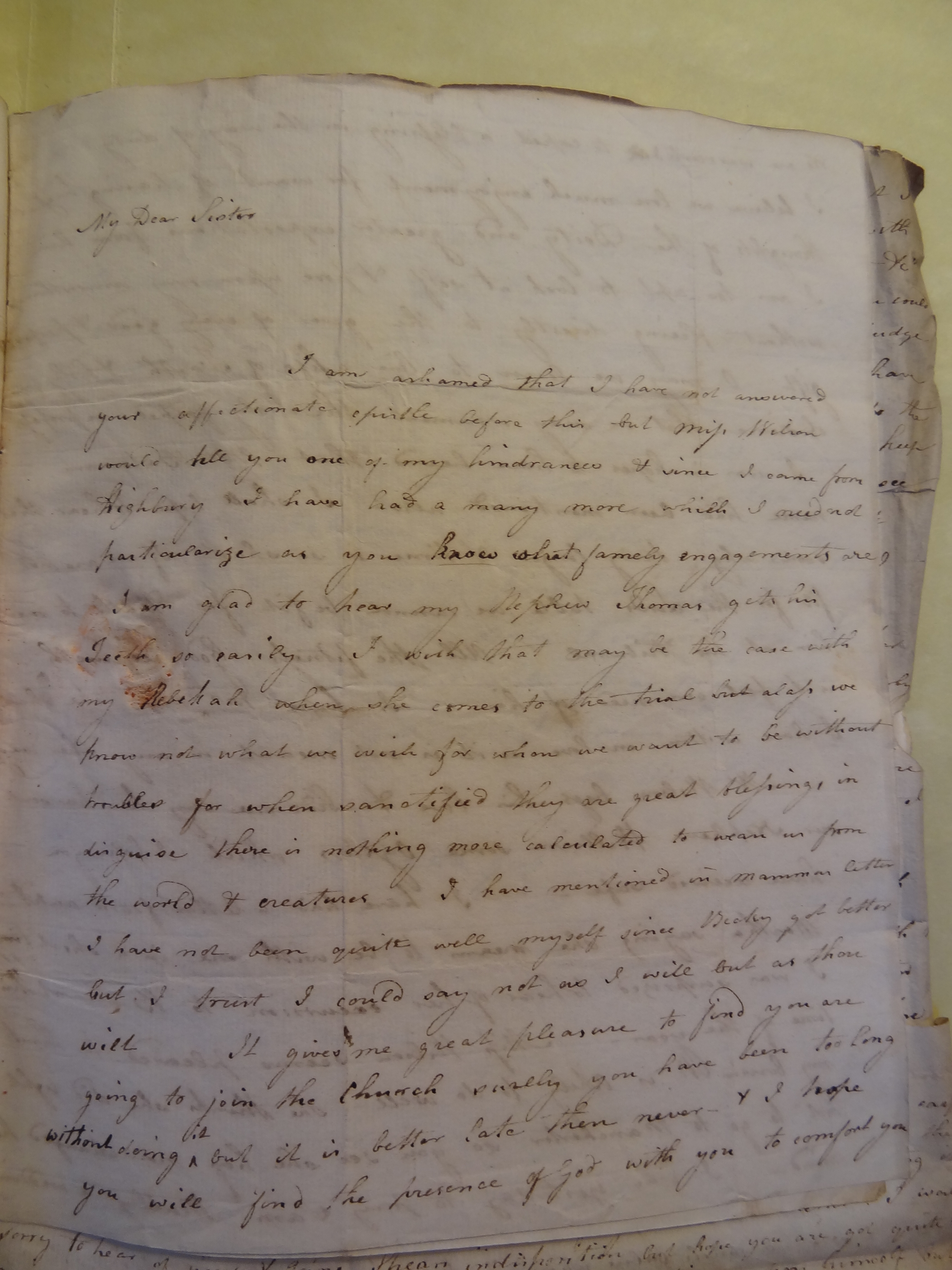 Image #1 of letter: Elizabeth Wilson to Rebekah Bateman, 22 December 1792