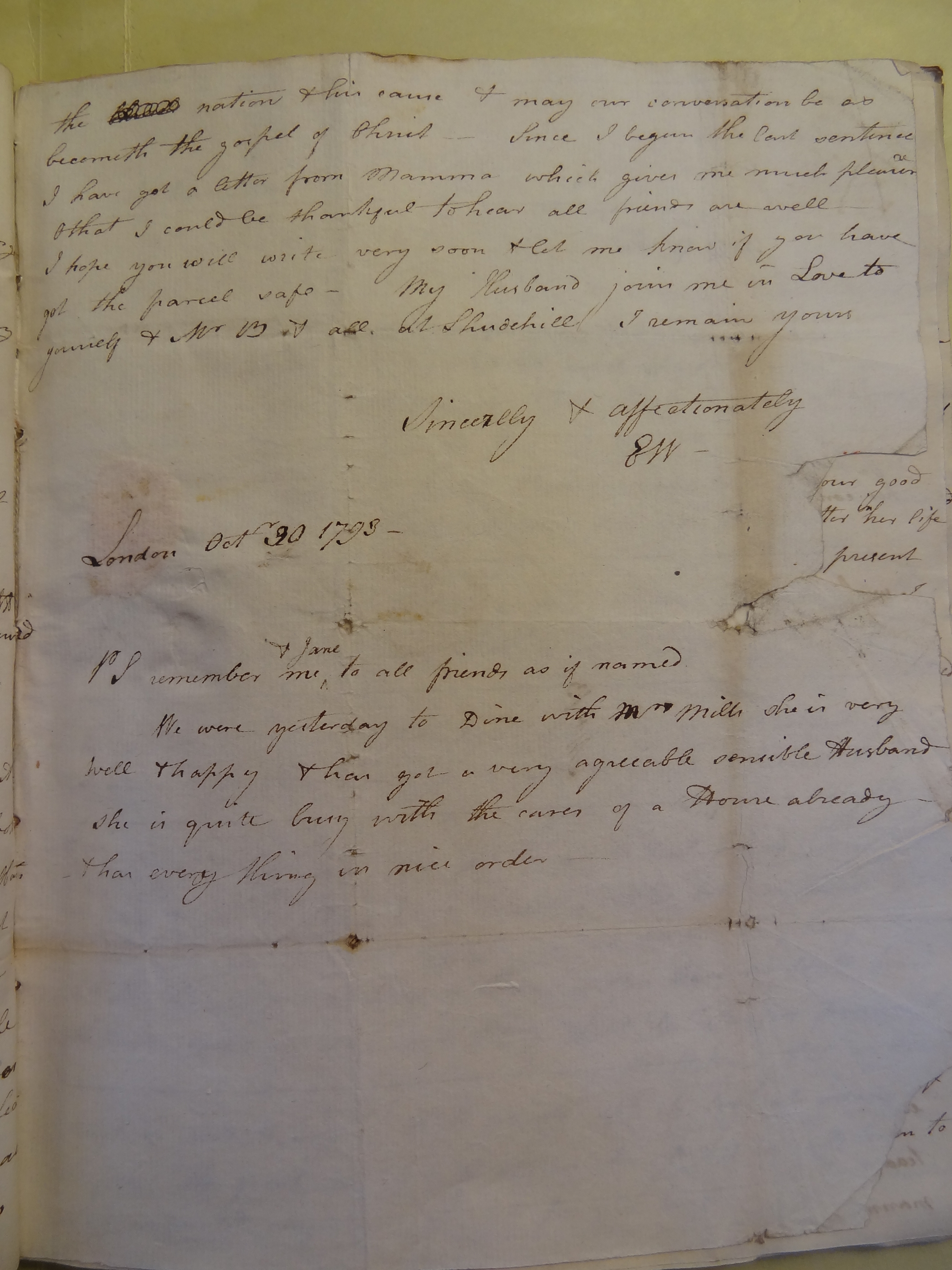 Image #3 of letter: Elizabeth Wilson to Rebekah Bateman, 30 October 1793