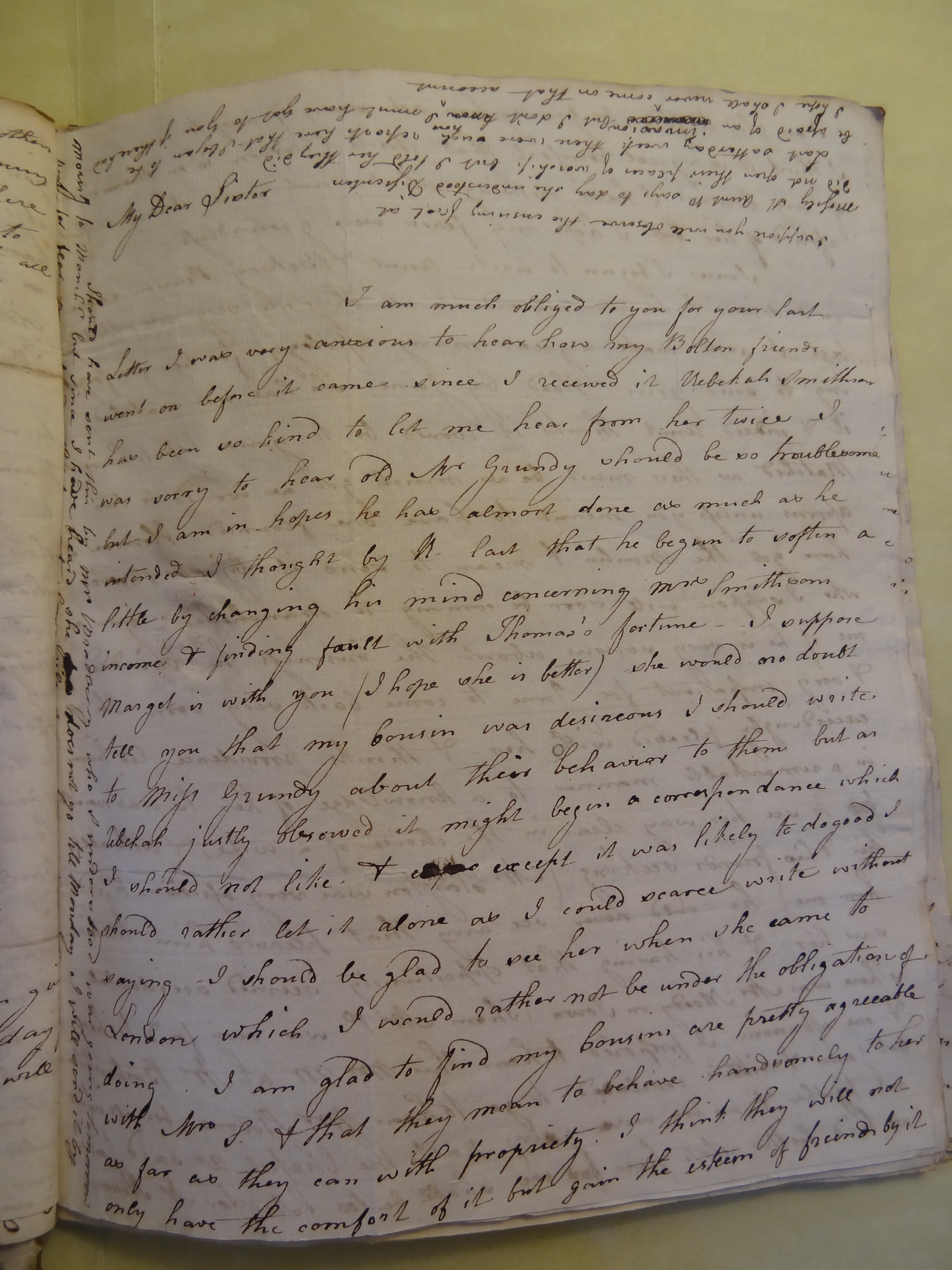 Image #1 of letter: Elizabeth Wilson to Rebekah Bateman, 26 February 1794
