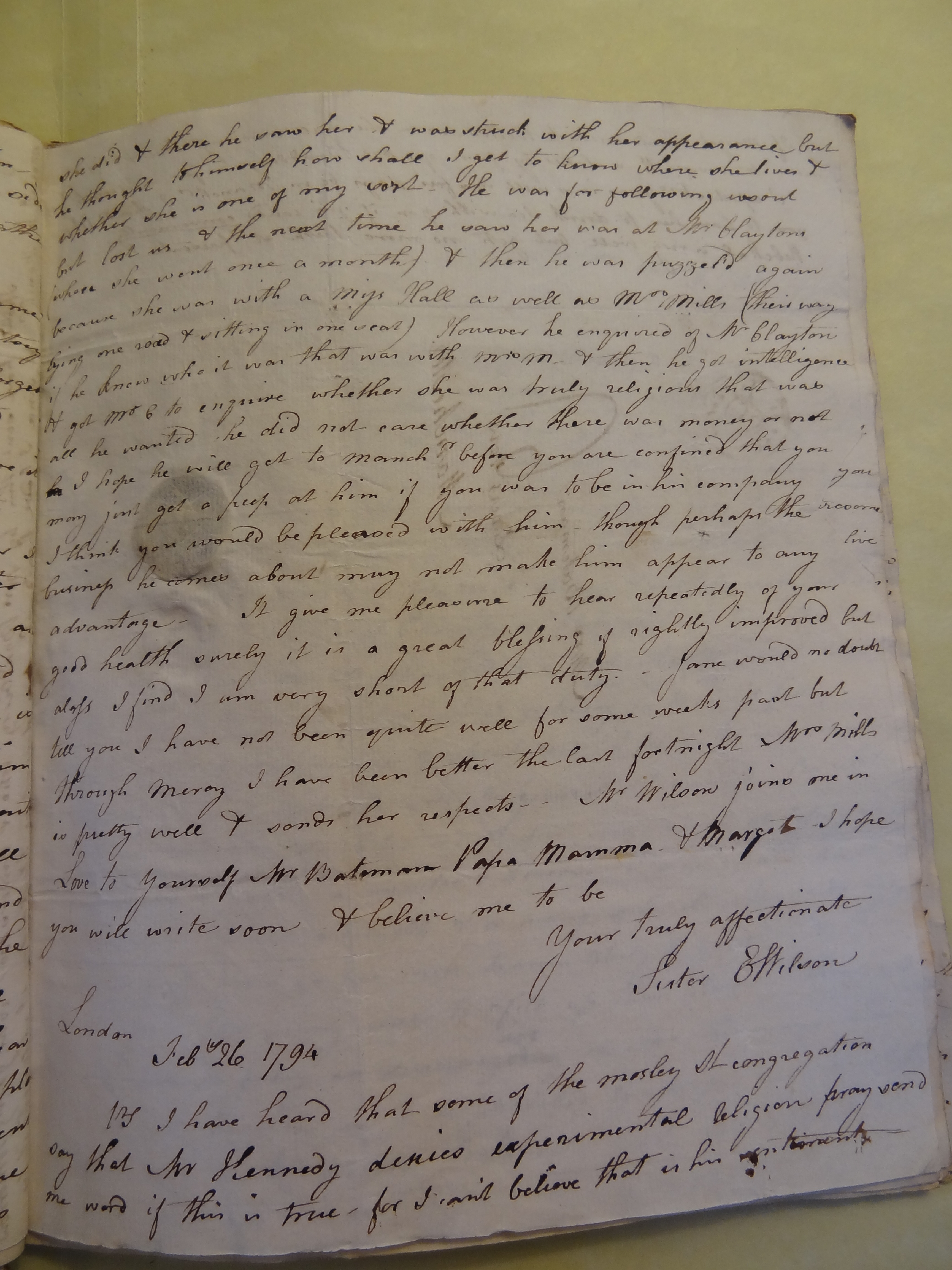 Image #3 of letter: Elizabeth Wilson to Rebekah Bateman, 26 February 1794