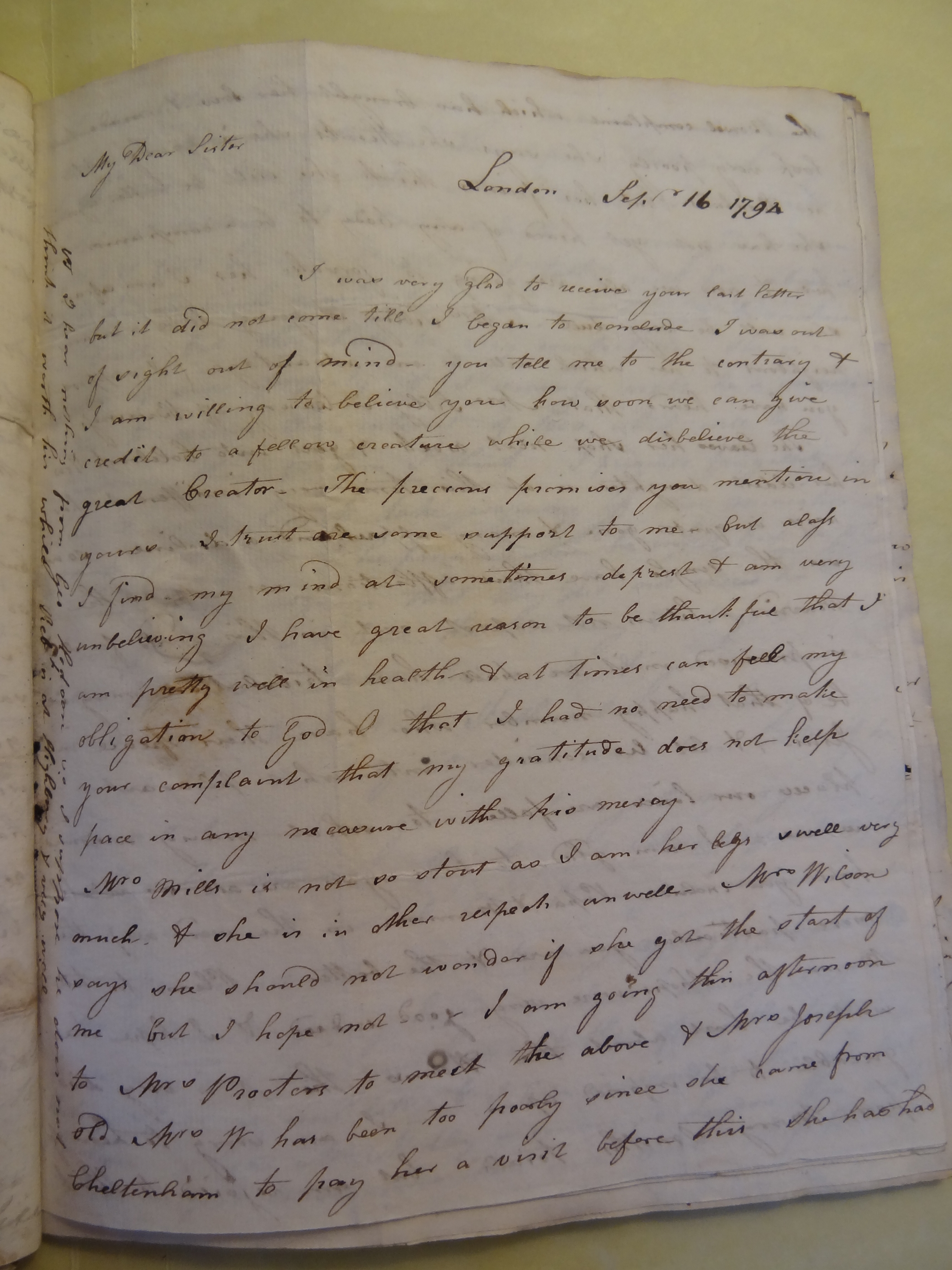 Image #1 of letter: Elizabeth Wilson to Rebekah Bateman, 16 September 1796