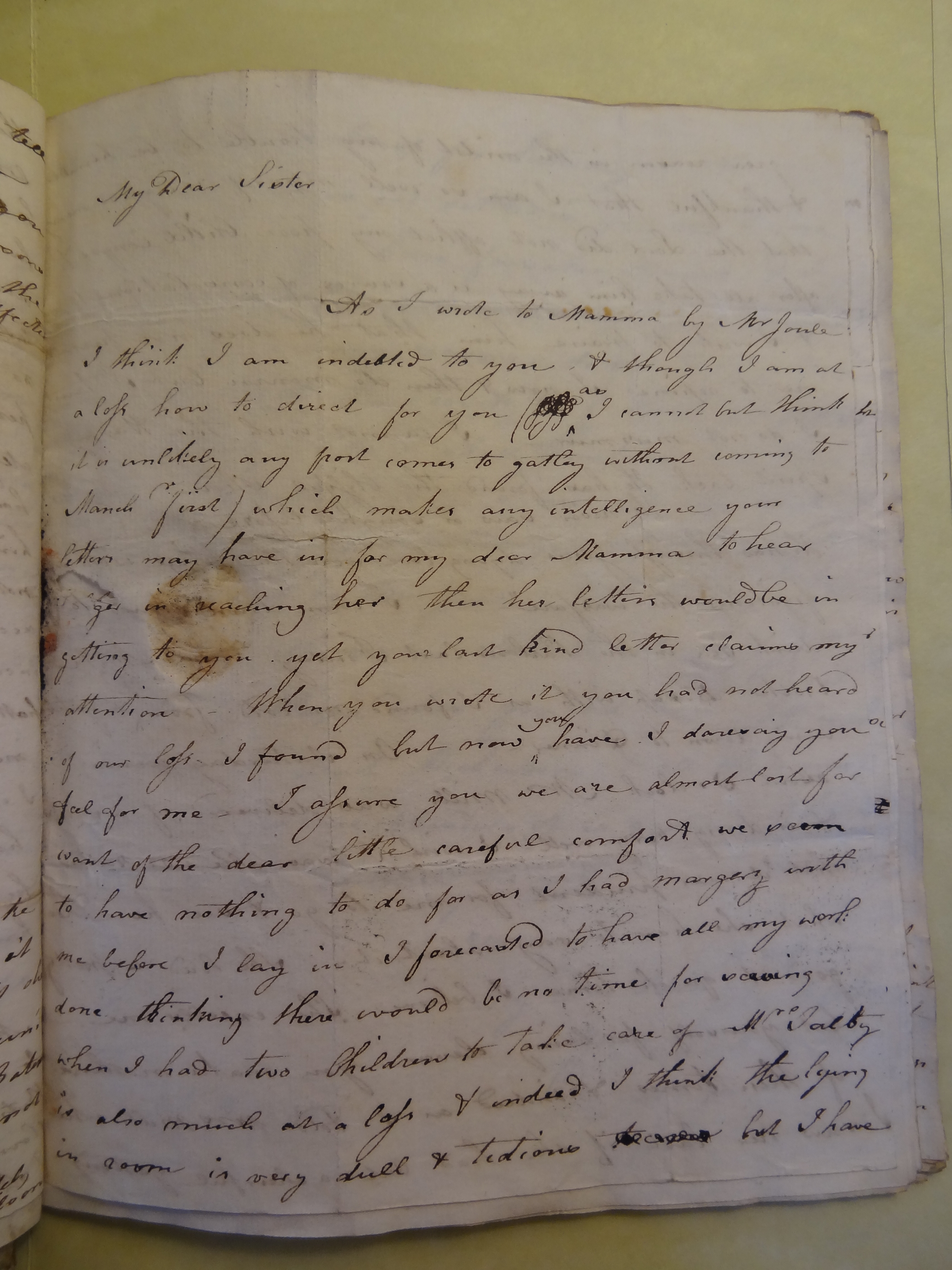Image #1 of letter: Elizabeth Wilson to Rebekah Bateman, 20 October 1794