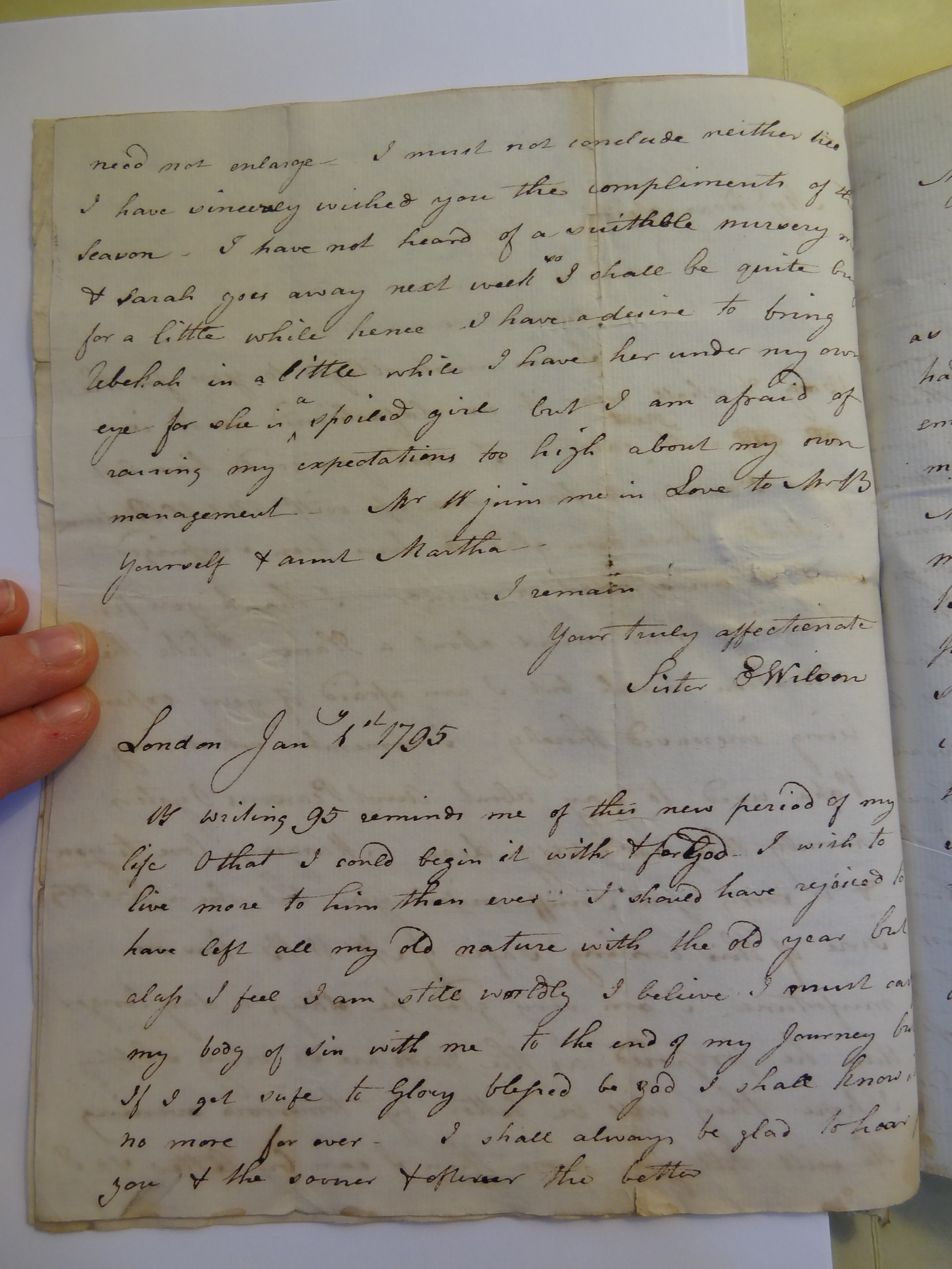 Image #2 of letter: Elizabeth Wilson to Rebekah Bateman, 1 January 1795