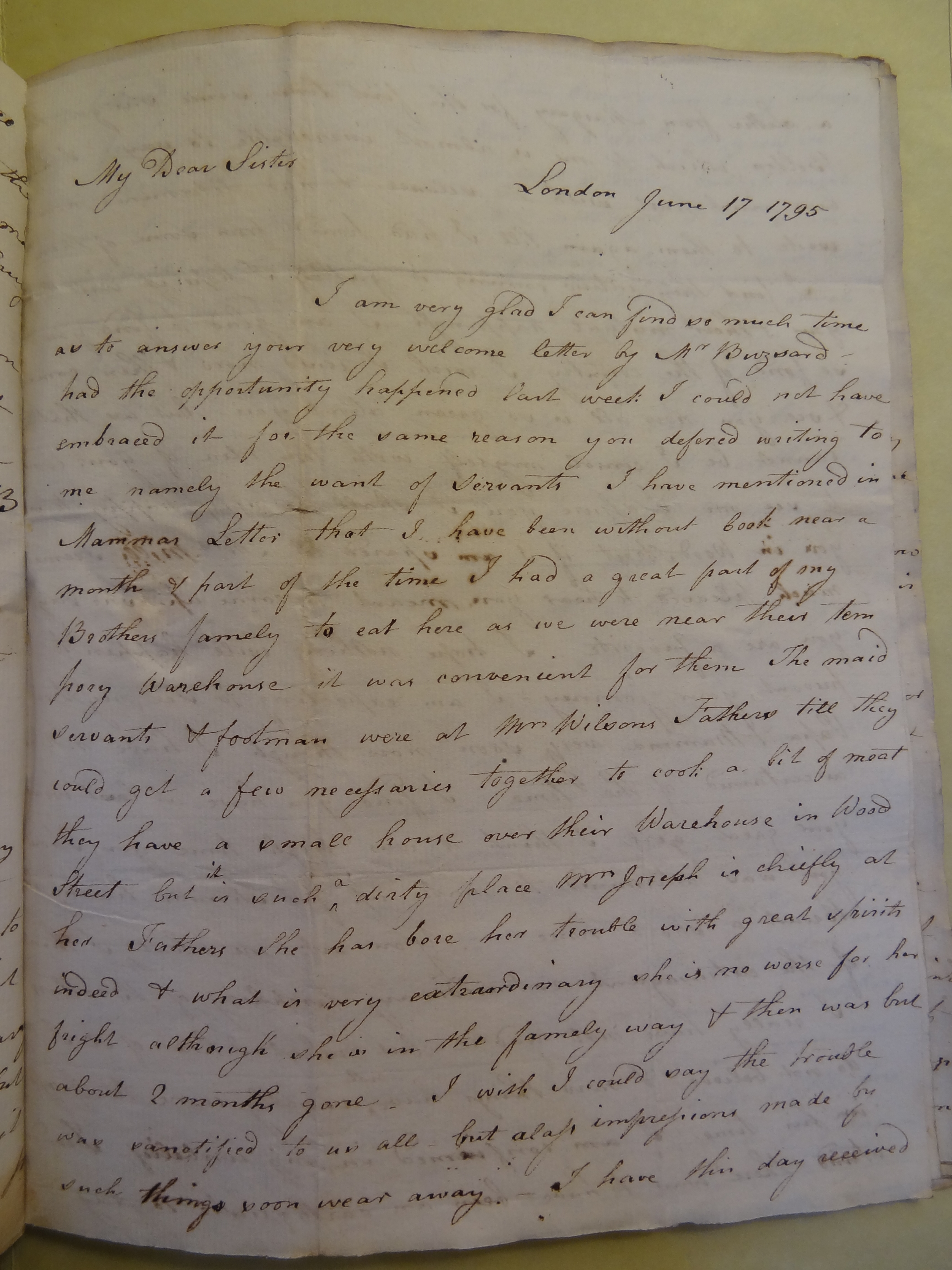Image #1 of letter: Elizabeth Wilson to Rebekah Bateman, 17 June 1795