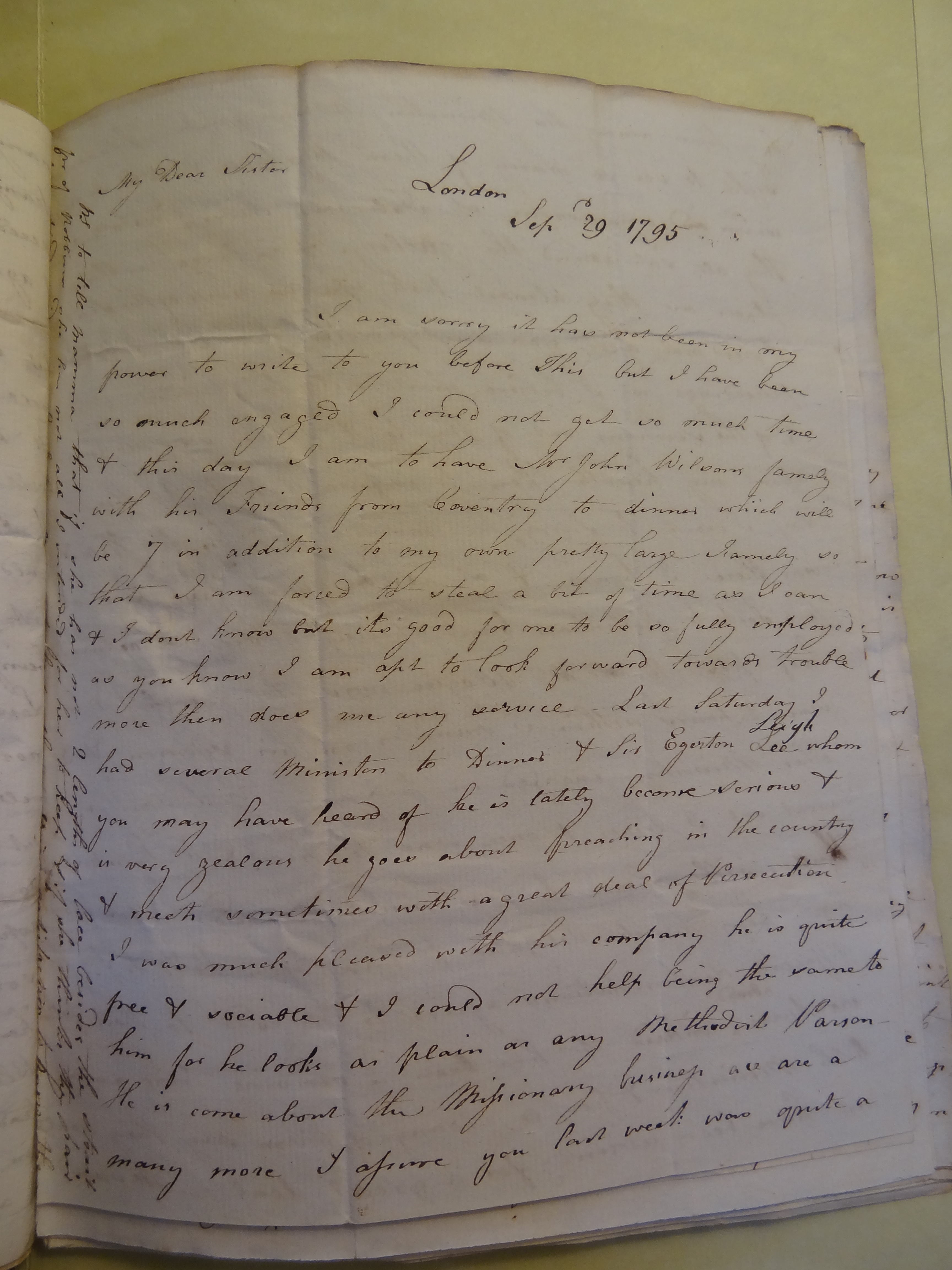 Image #1 of letter: Elizabeth Wilson to Rebekah Bateman, 29 September 1795