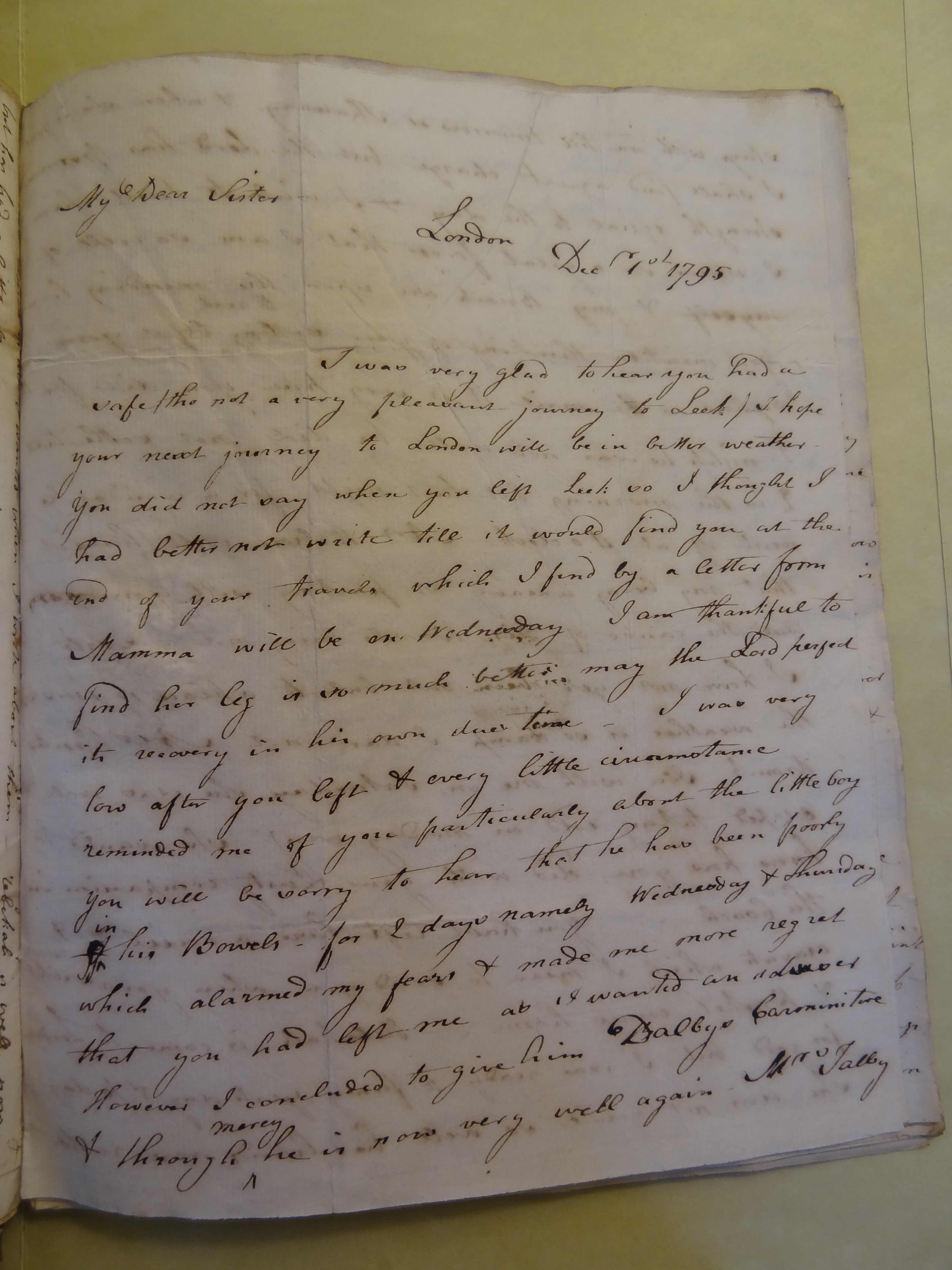 Image #1 of letter: Elizabeth Wilson to Rebekah Bateman, 1 December 1795