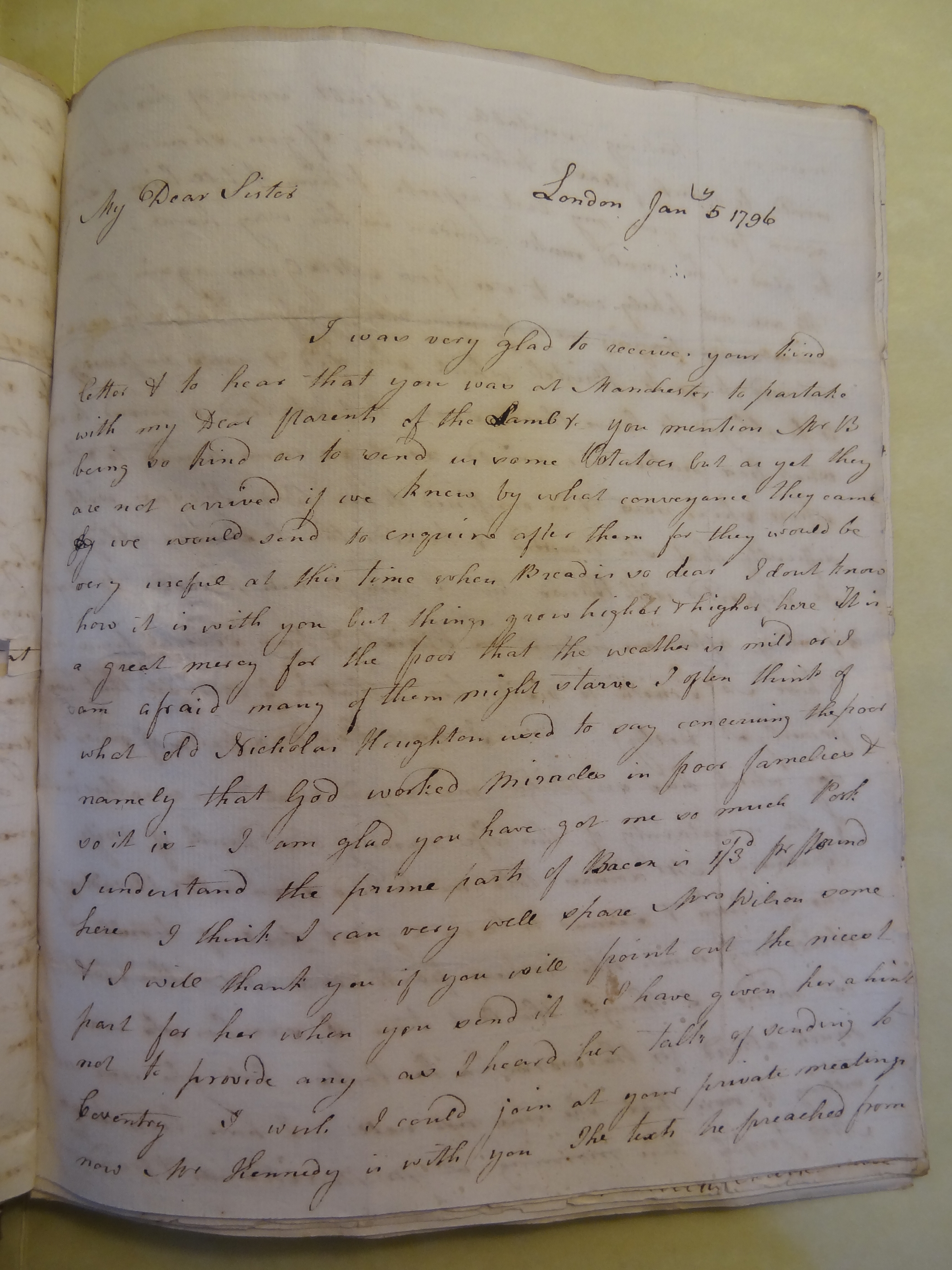 Image #1 of letter: Elizabeth Wilson to Rebekah Bateman, 5 January 1796