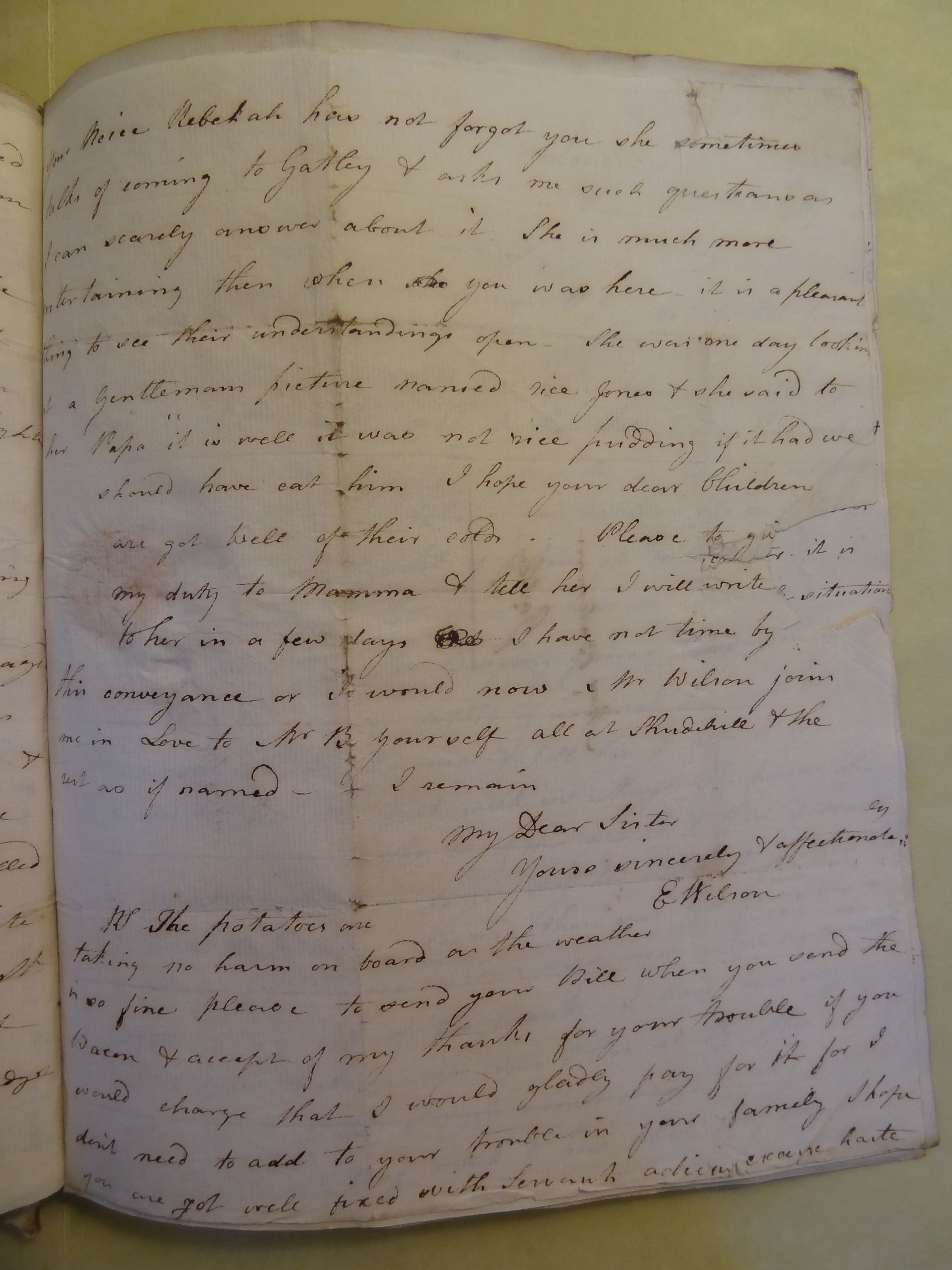 Image #3 of letter: Elizabeth Wilson to Rebekah Bateman, 10 February 1796