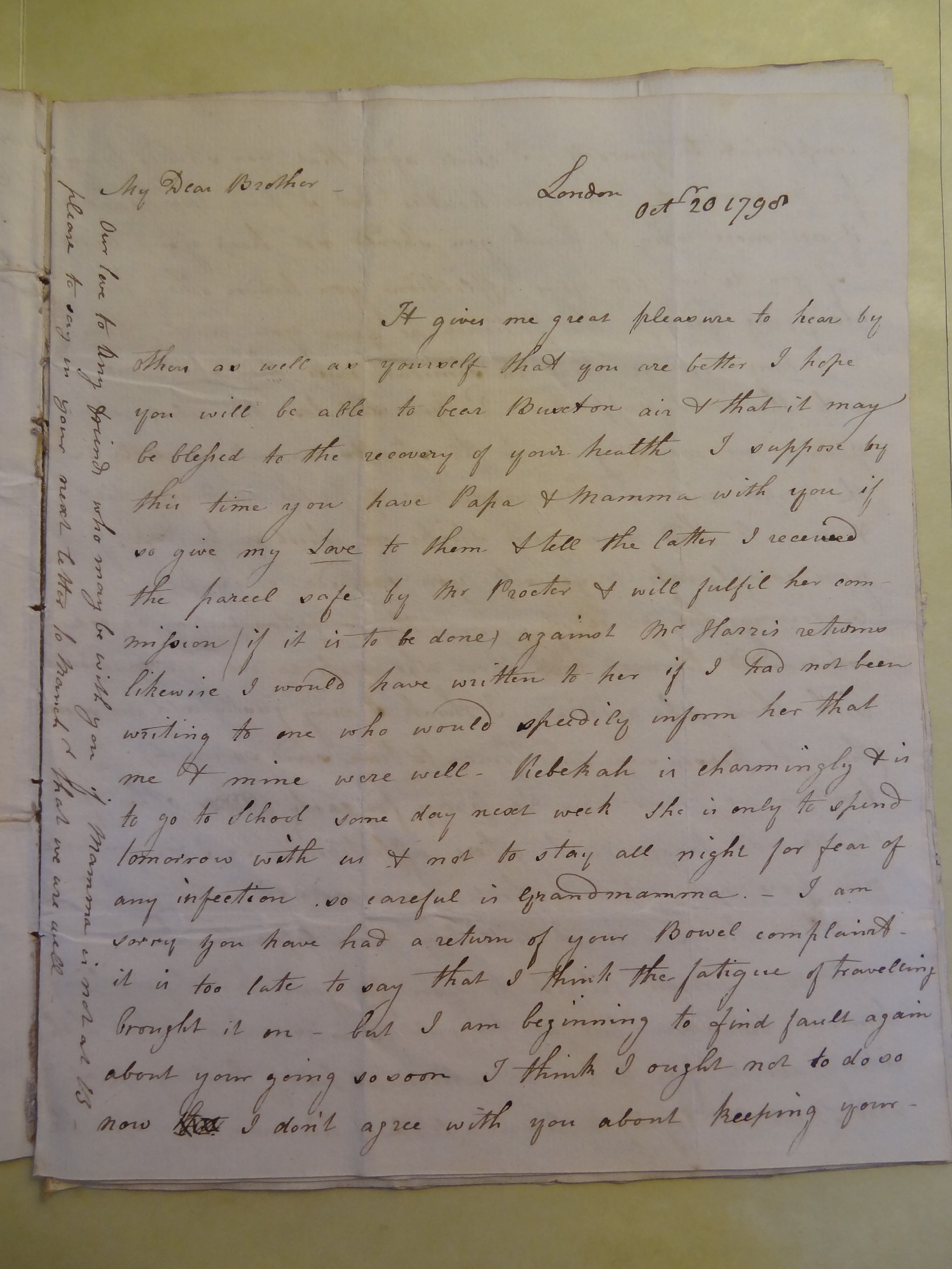 Image #1 of letter: Elizabeth Wilson to Thomas Bateman, 20 October 1798