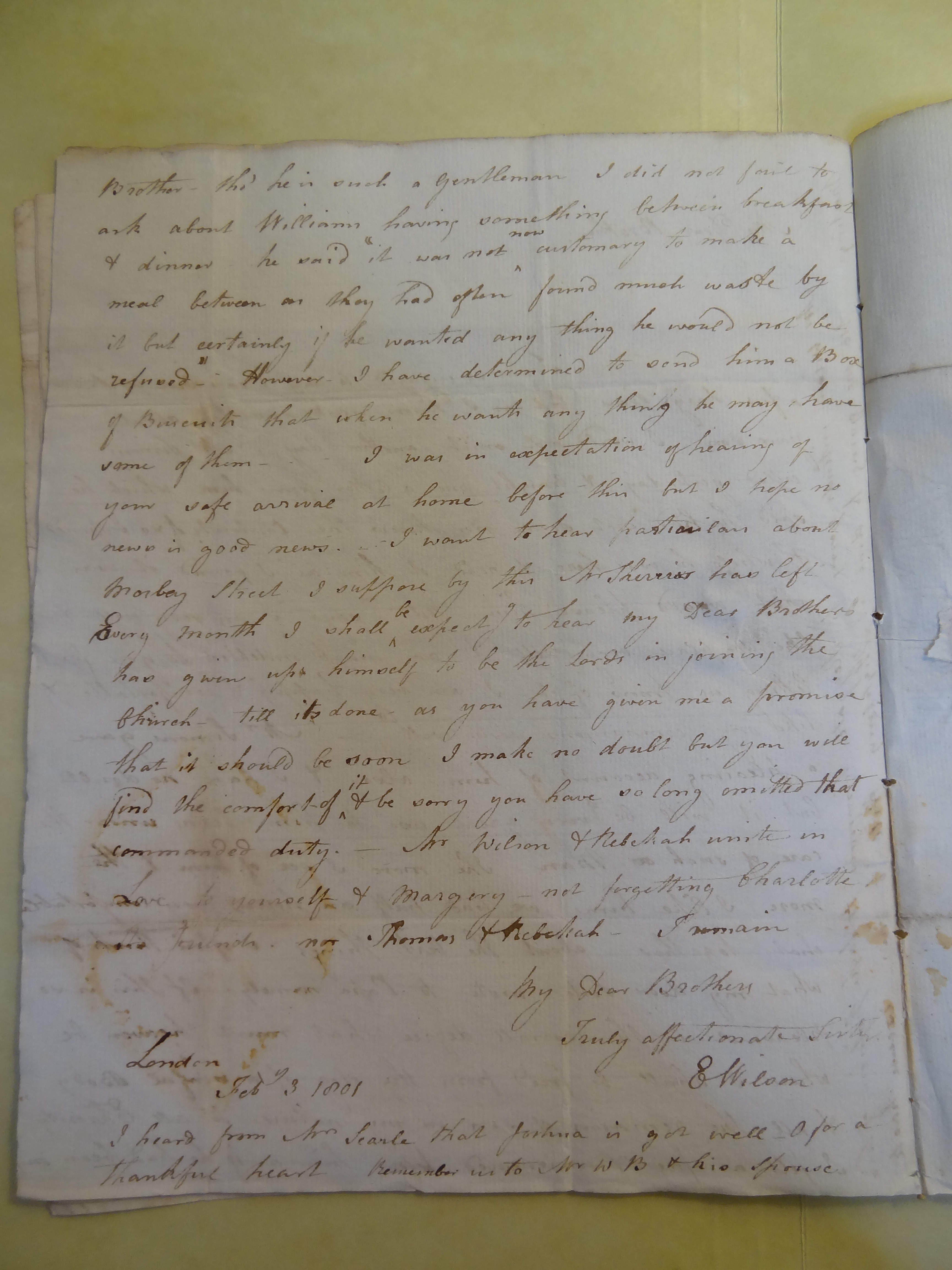 Image #2 of letter: Elizabeth Wilson to Thomas Bateman, 3 February 1801
