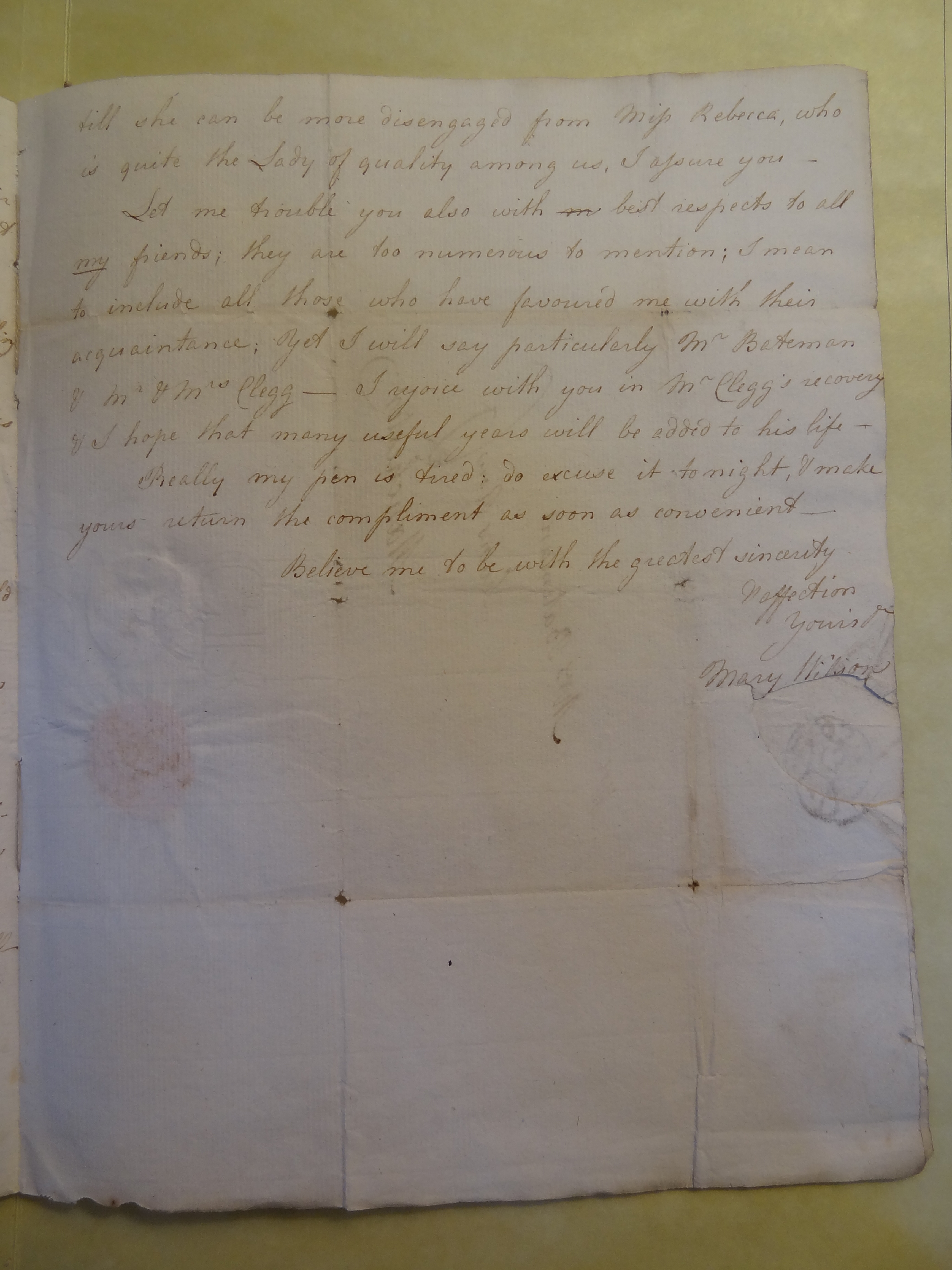 Image #3 of letter: Mary Wilson to Rebekah Bateman, 10 December 1792