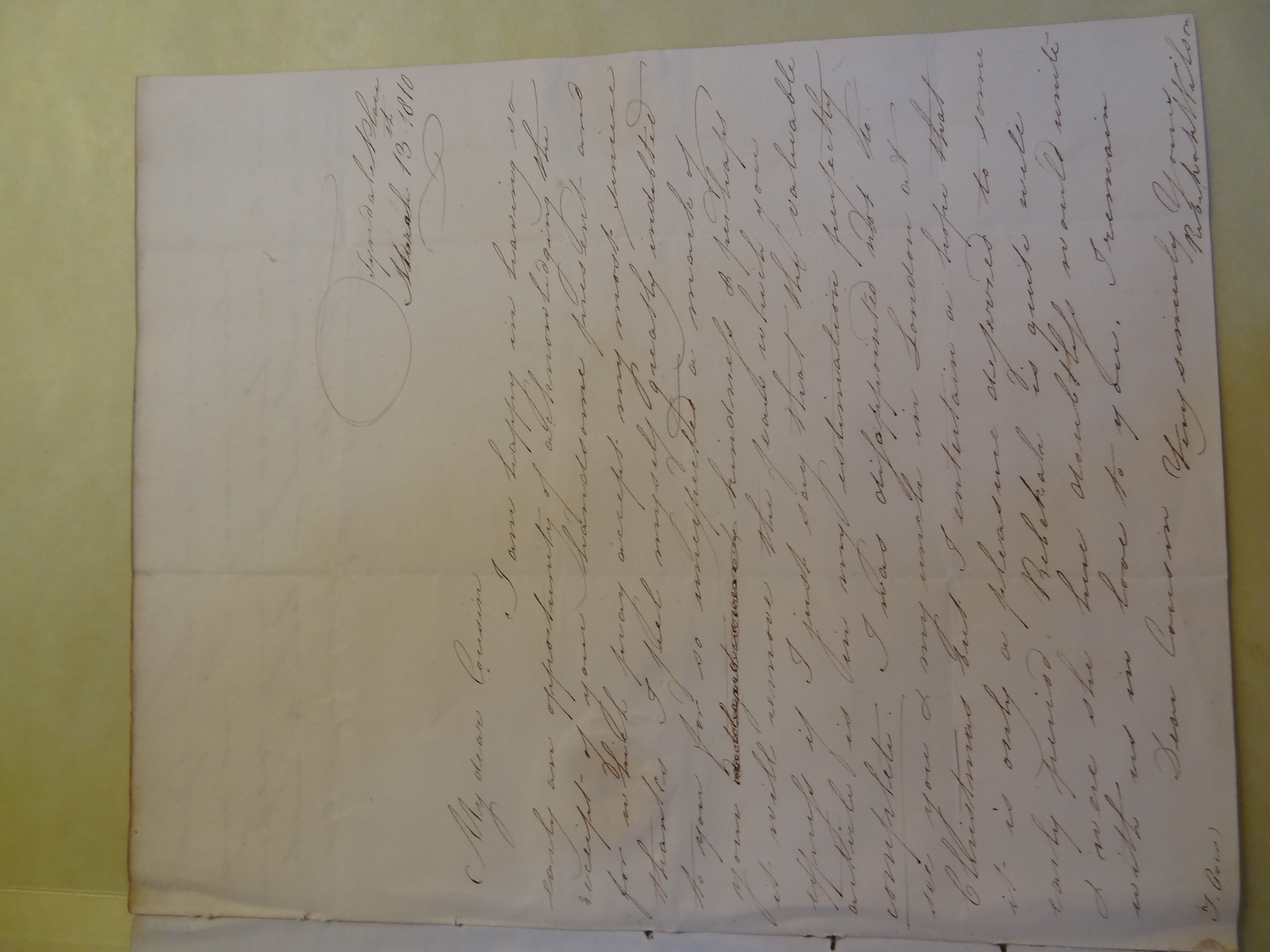 Image #1 of letter: Rebekah Wilson to Thomas Bateman Junior, 13 March 1810