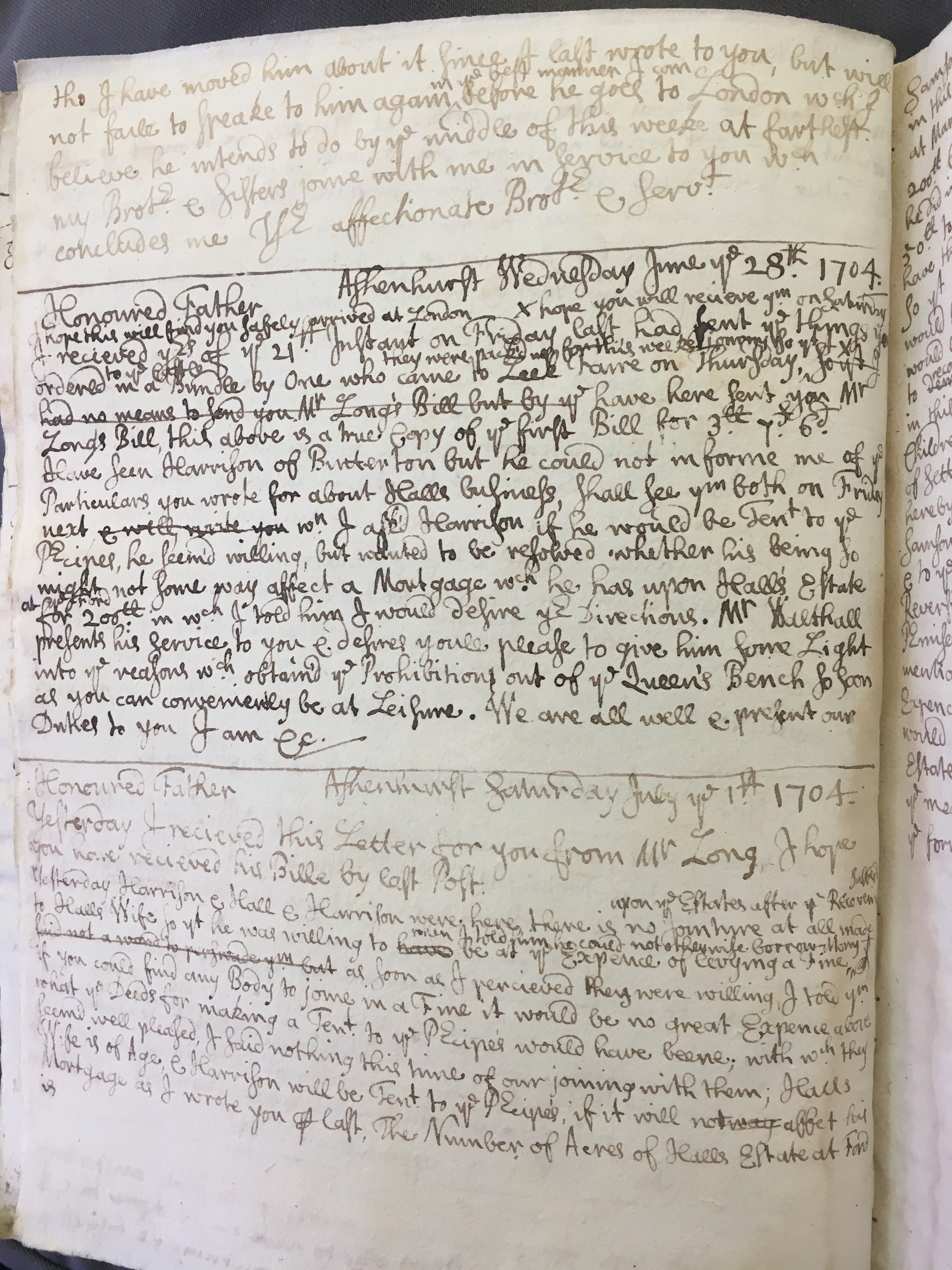 Image #2 of letter: Thomas Hollinshead to his brother-in-law Mr Stanley, 18 June 1704