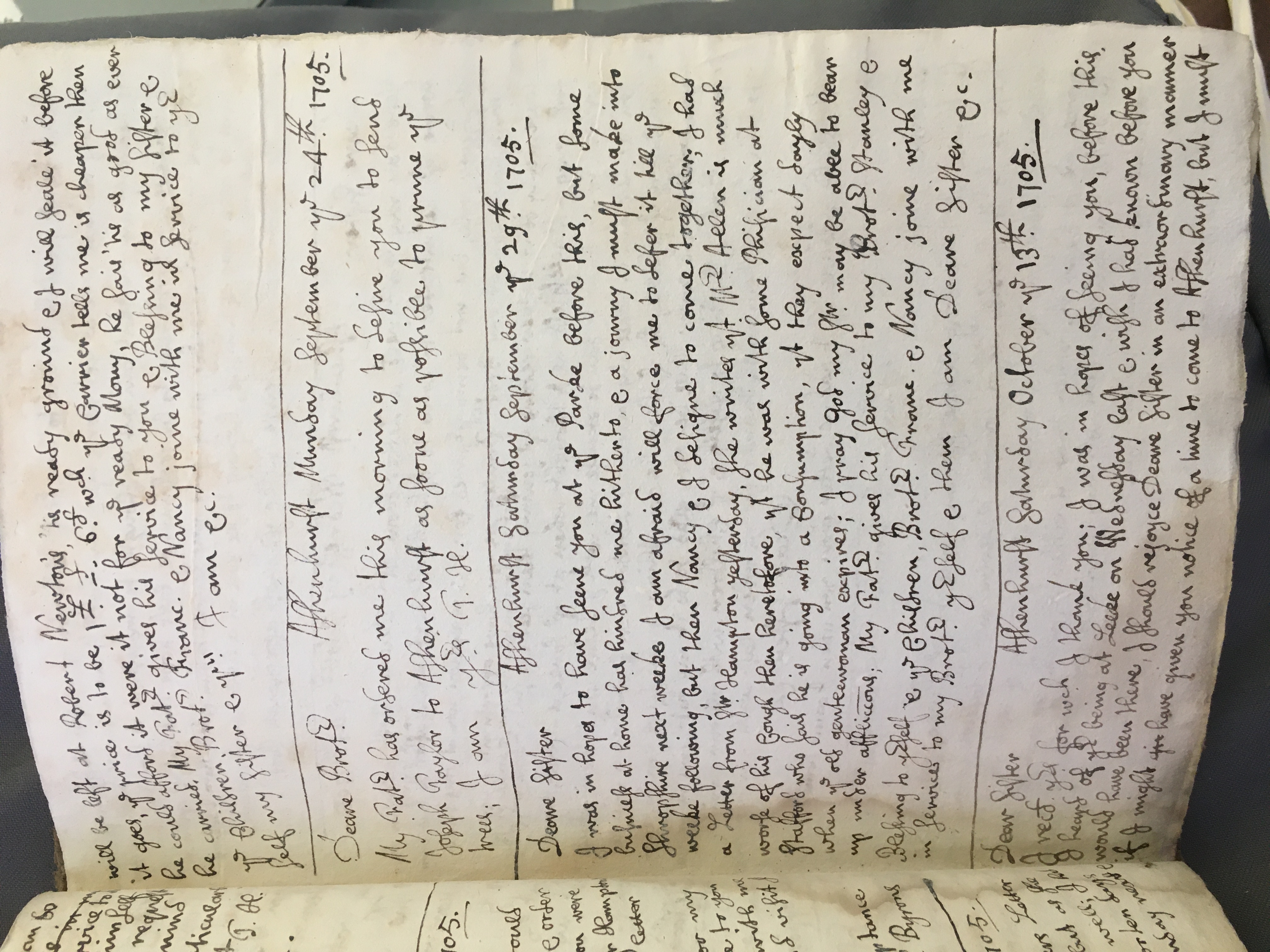 Image #2 of letter: Thomas Hollinshead to his brother-in-law, Mr Stanley, 23 September 1705
