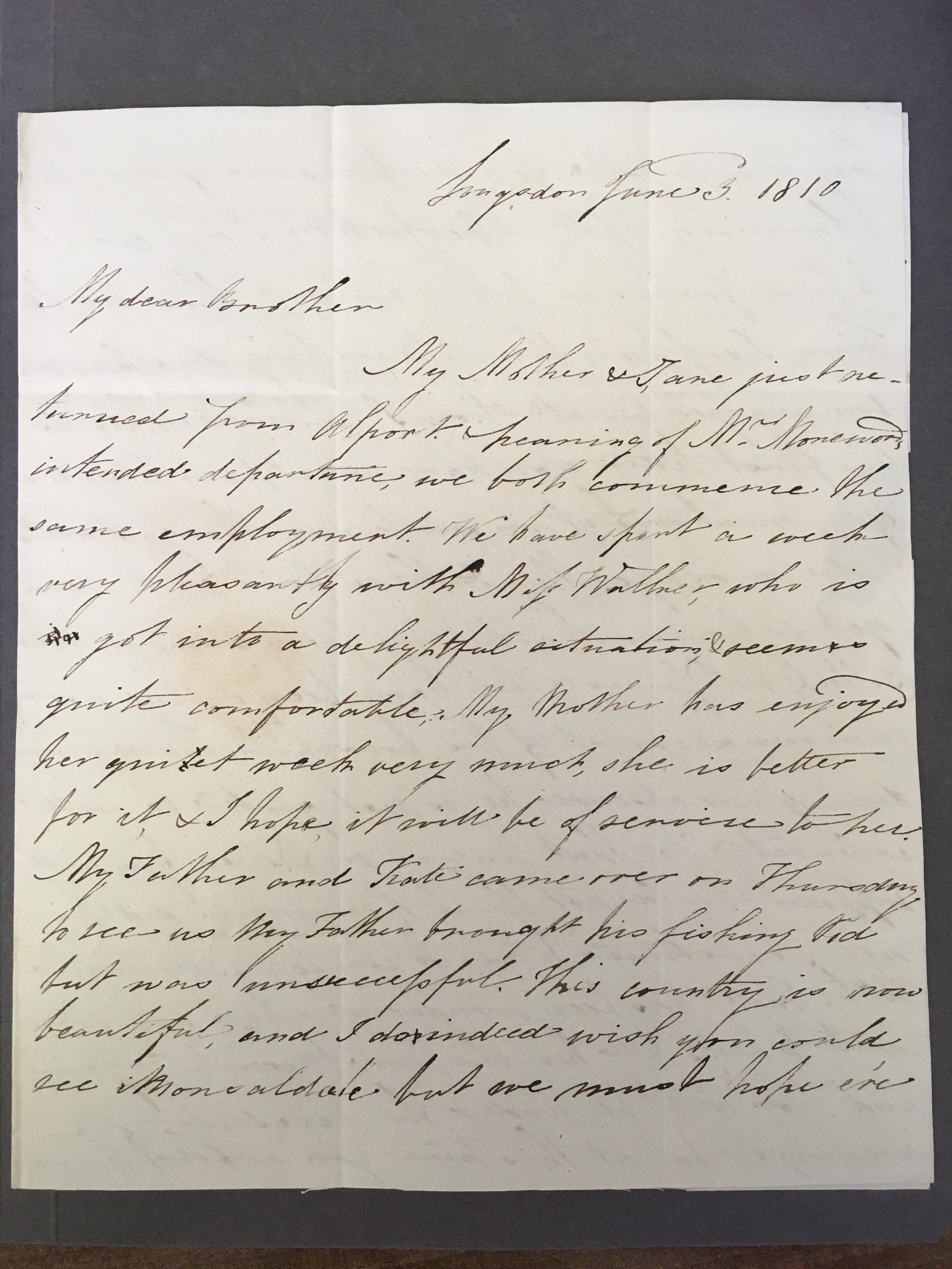 Image #1 of letter: Elizabeth Longsdon (jnr) to John Longsdon, 3 June 1810