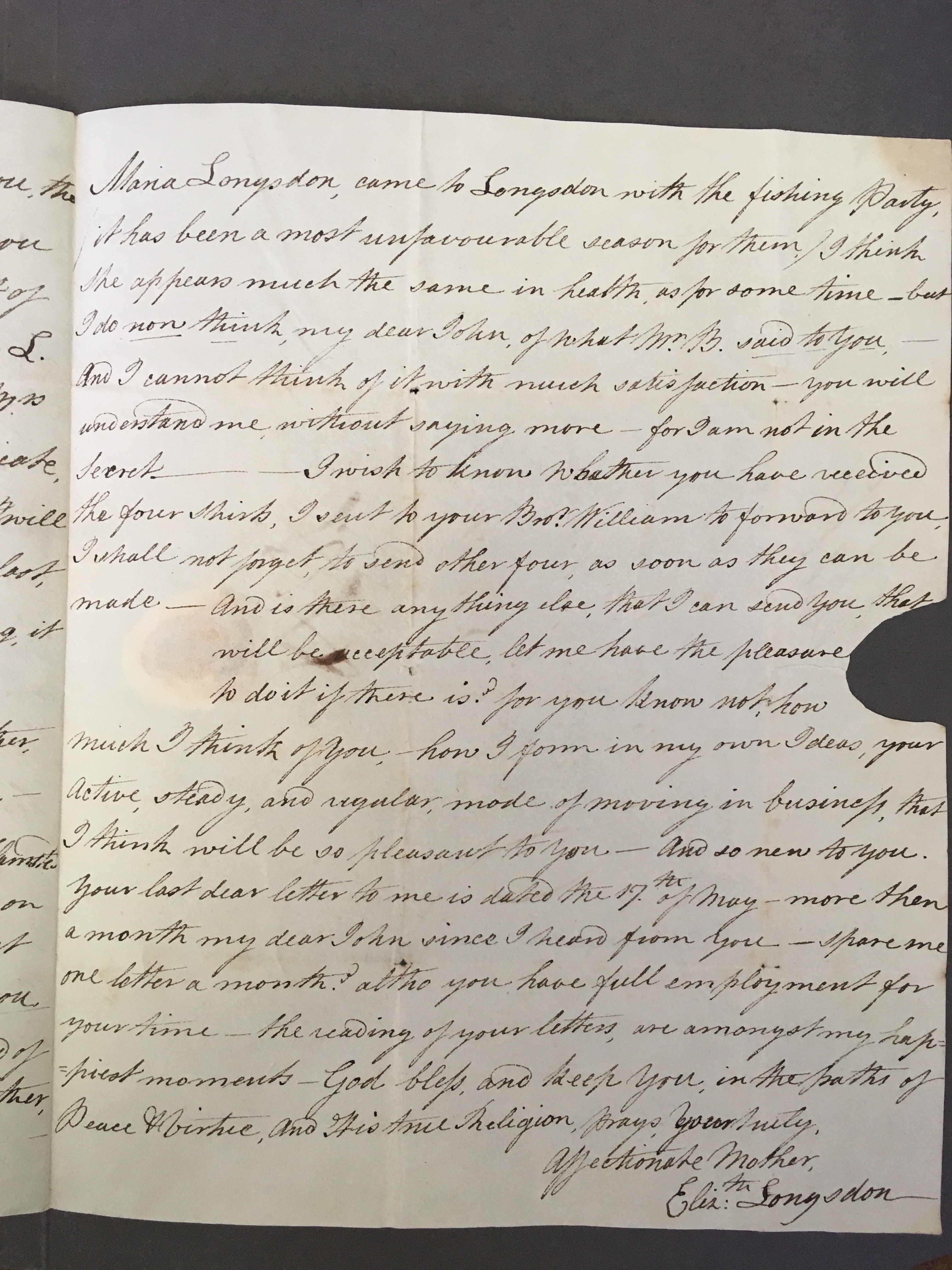 Image #3 of letter: Elizabeth Longsdon (snr) to John Longsdon, 25 June 1810