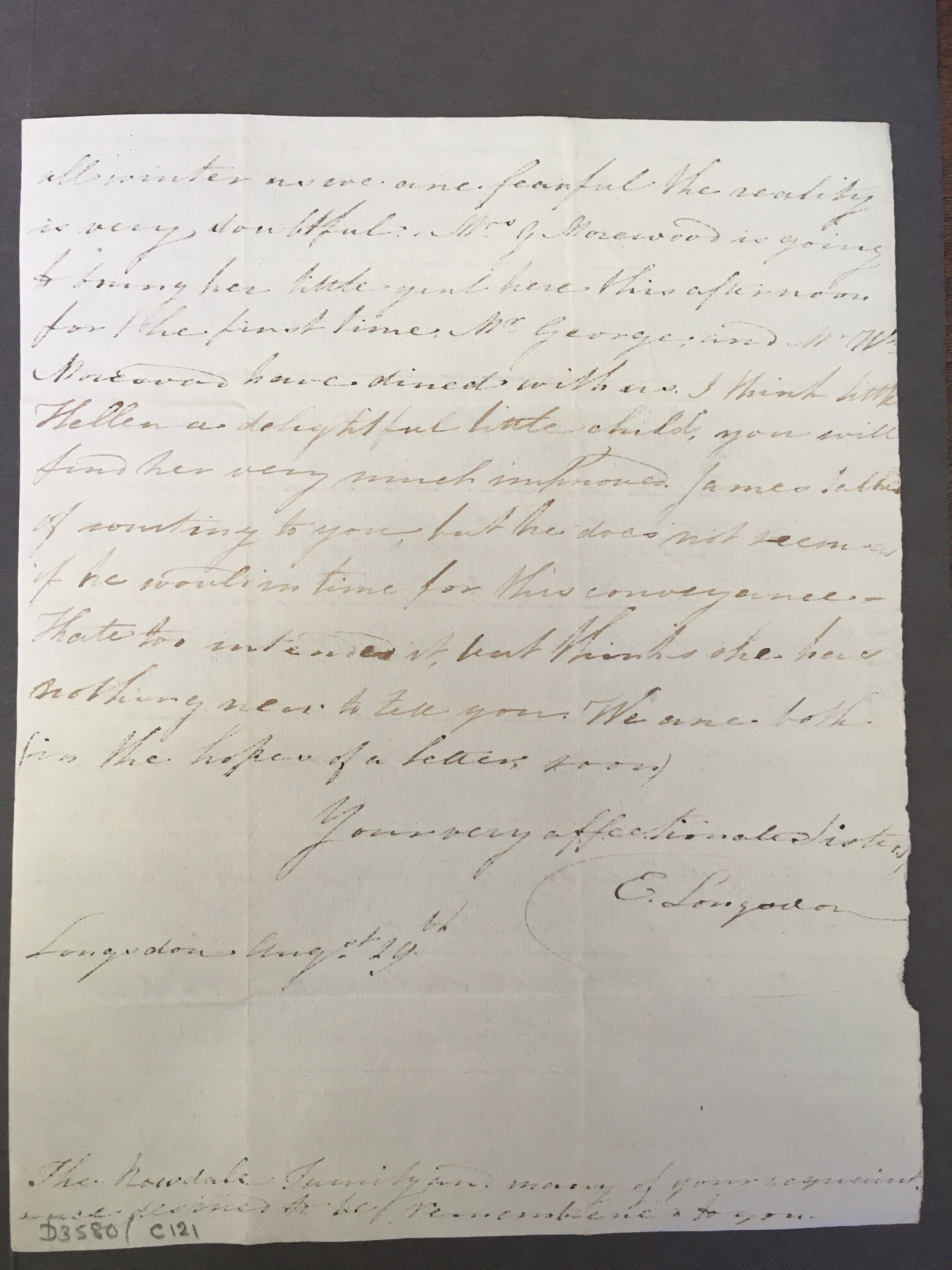 Image #2 of letter: Elizabeth Longsdon (jnr) to John Longsdon, 29 August [?1810]