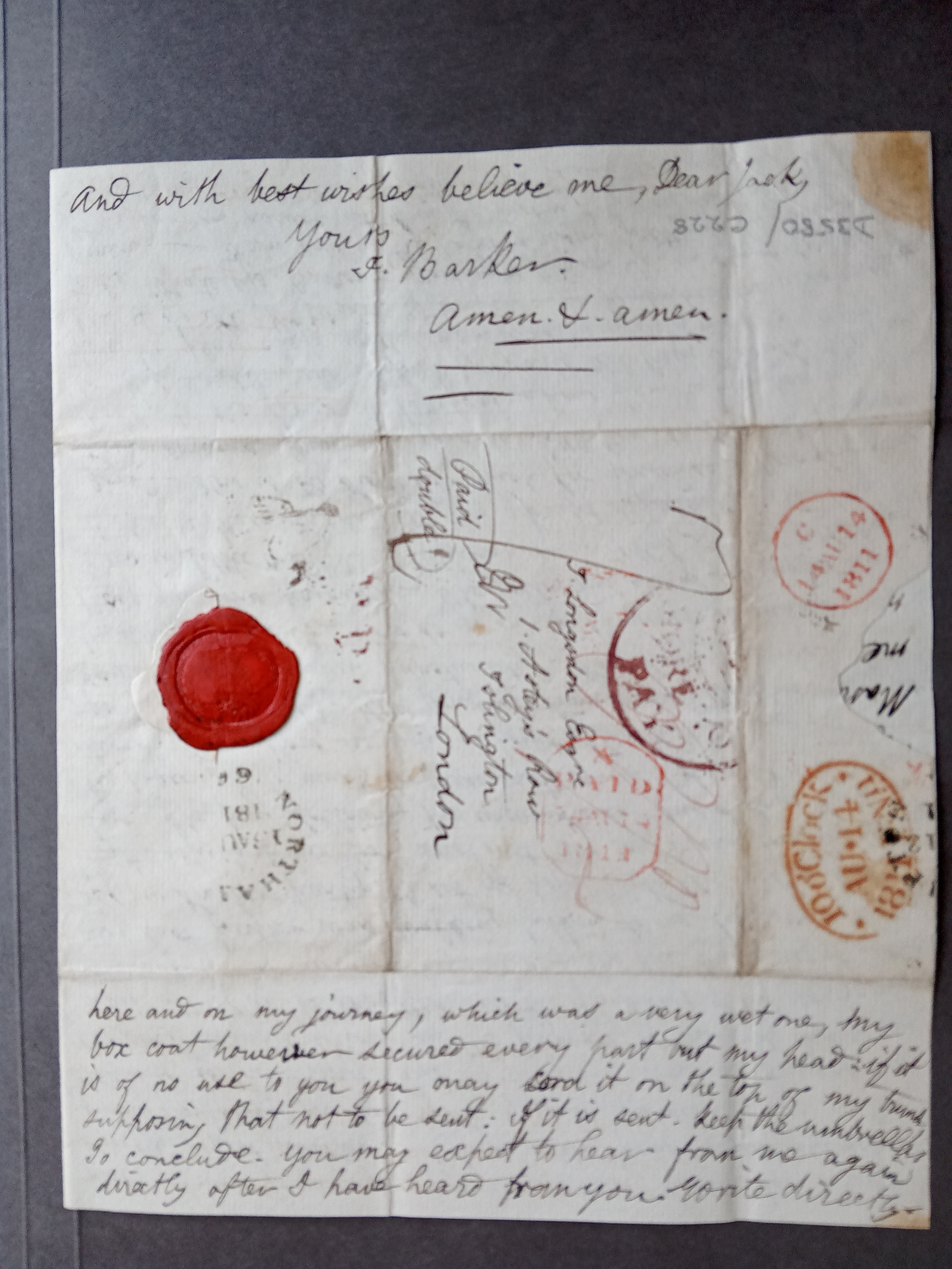 Image #4 of letter: J Barker to John Longsdon (jnr), 12 August 1811