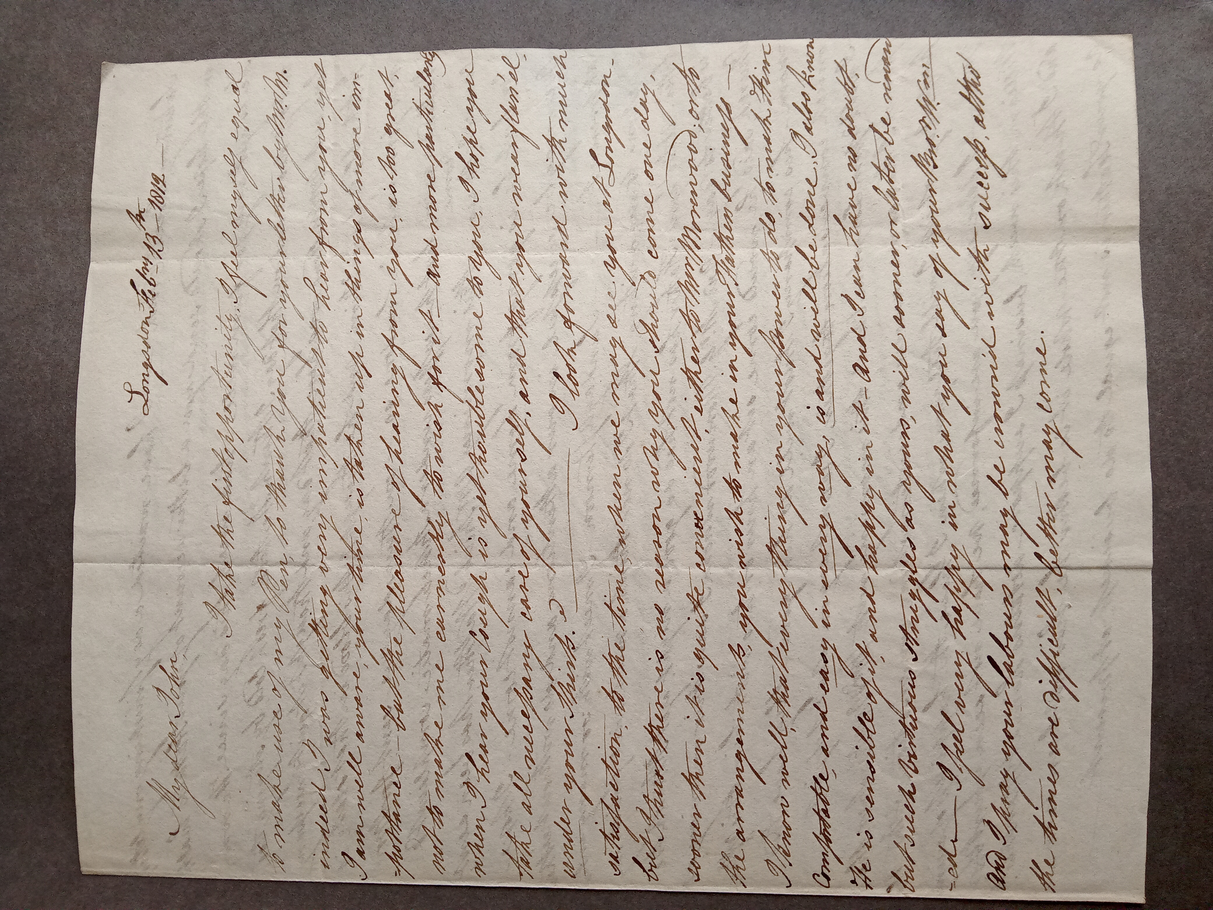 Image #1 of letter: Elizabeth Longsdon (snr) to John Longsdon, 13 February 1812