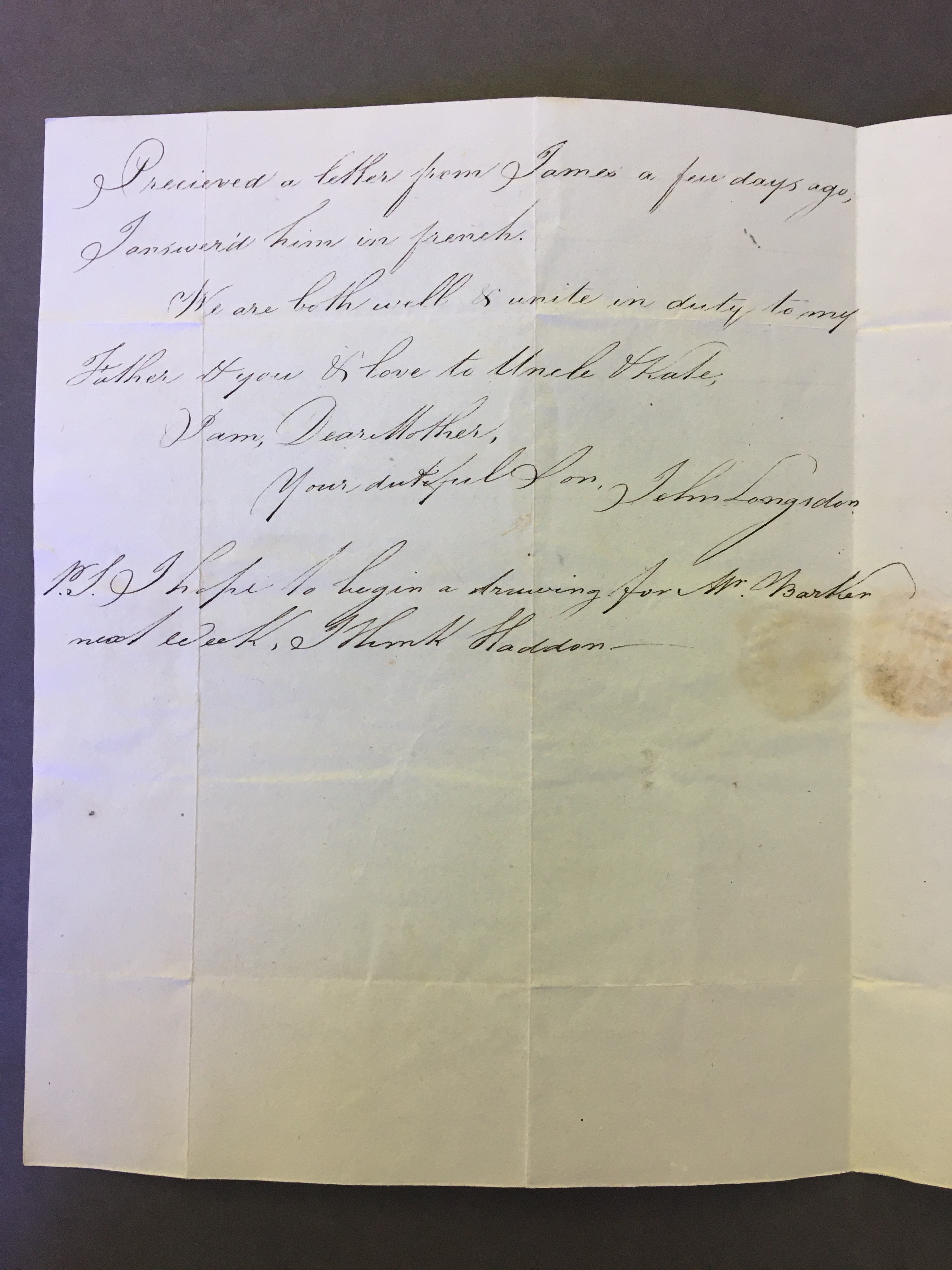 Image #2 of letter: John Longsdon to Elizabeth Longsdon (snr), 18 April 1803